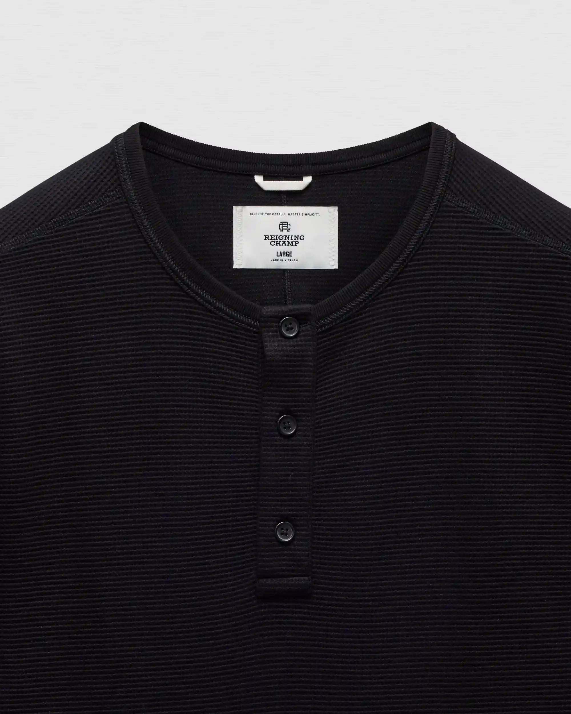 Reigning Champ Lightweight Waffle Henley, black - Image 8