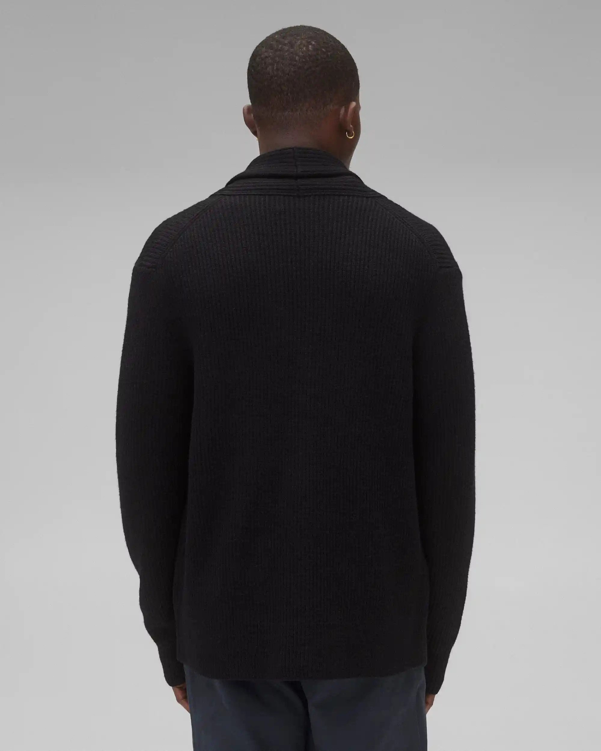 Reigning Champ Merino Rib Vinnie Shawl Cardigan, black - Image 5