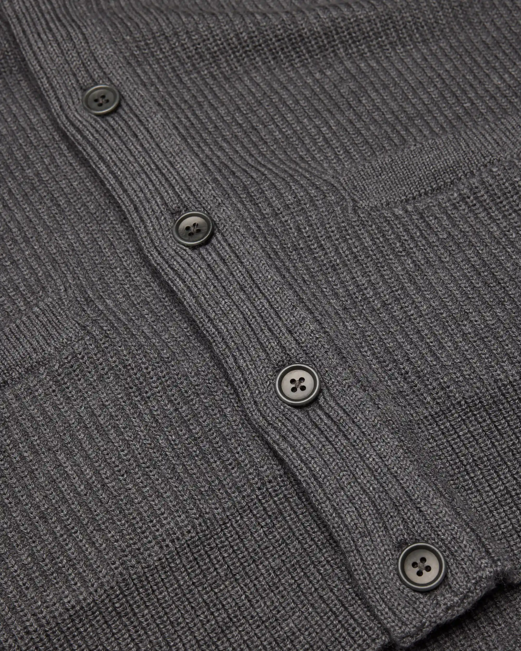 Reigning Champ Merino Rib Vinnie Shawl Cardigan, heather carbon - Image 6