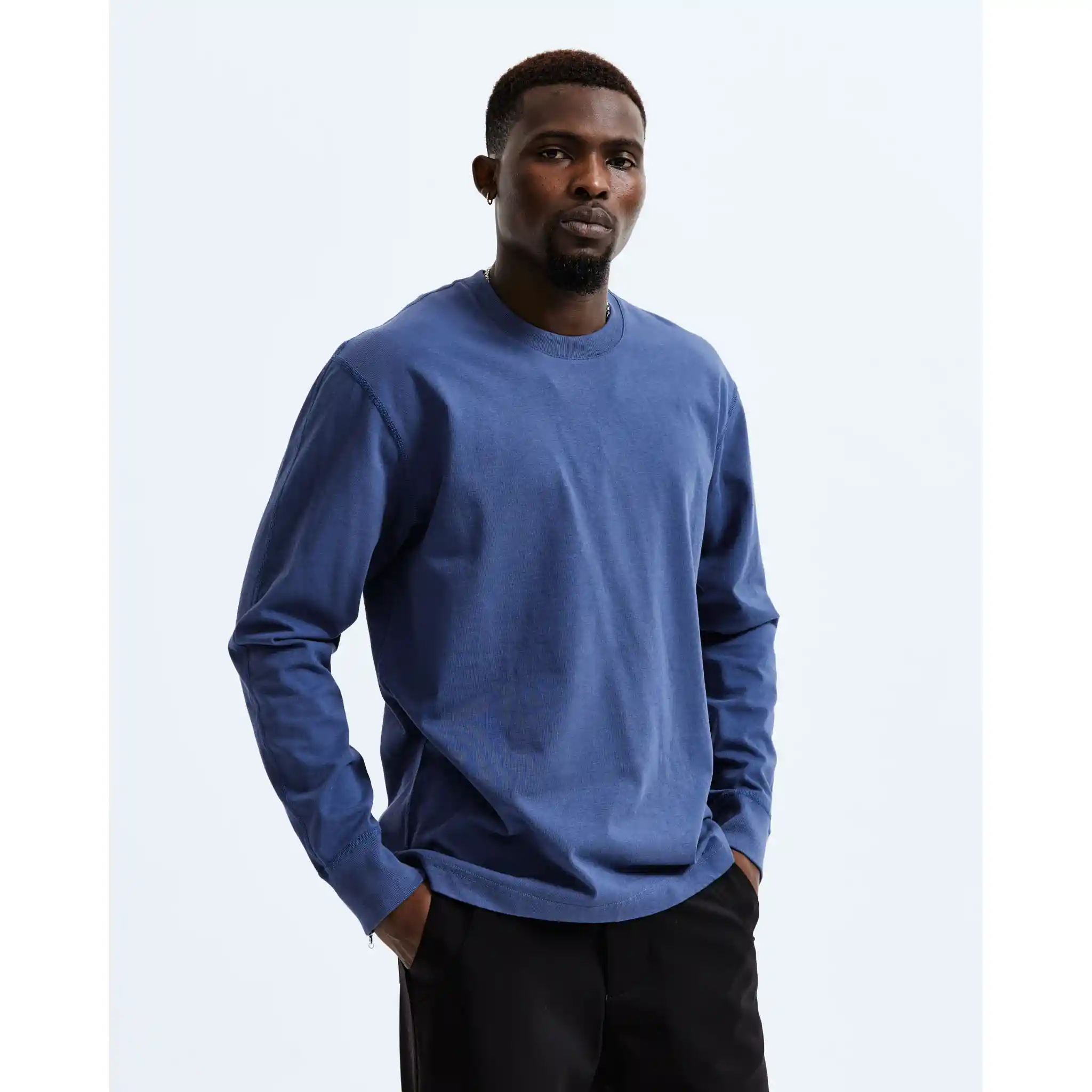Reigning Champ Midweight Jersey Classic Long Sleeve Tee, lapis - Image 2