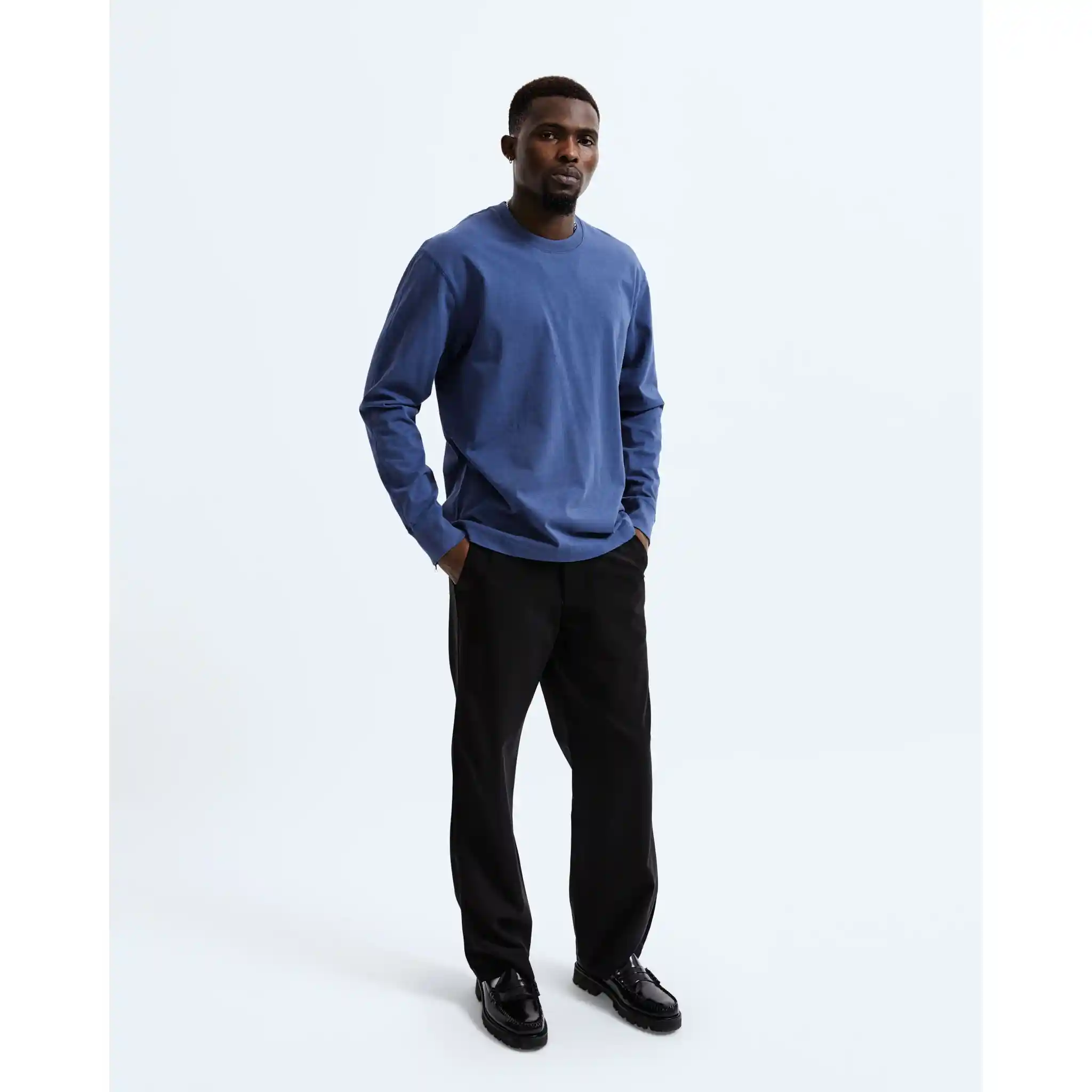 Reigning Champ Midweight Jersey Classic Long Sleeve Tee, lapis - Image 8