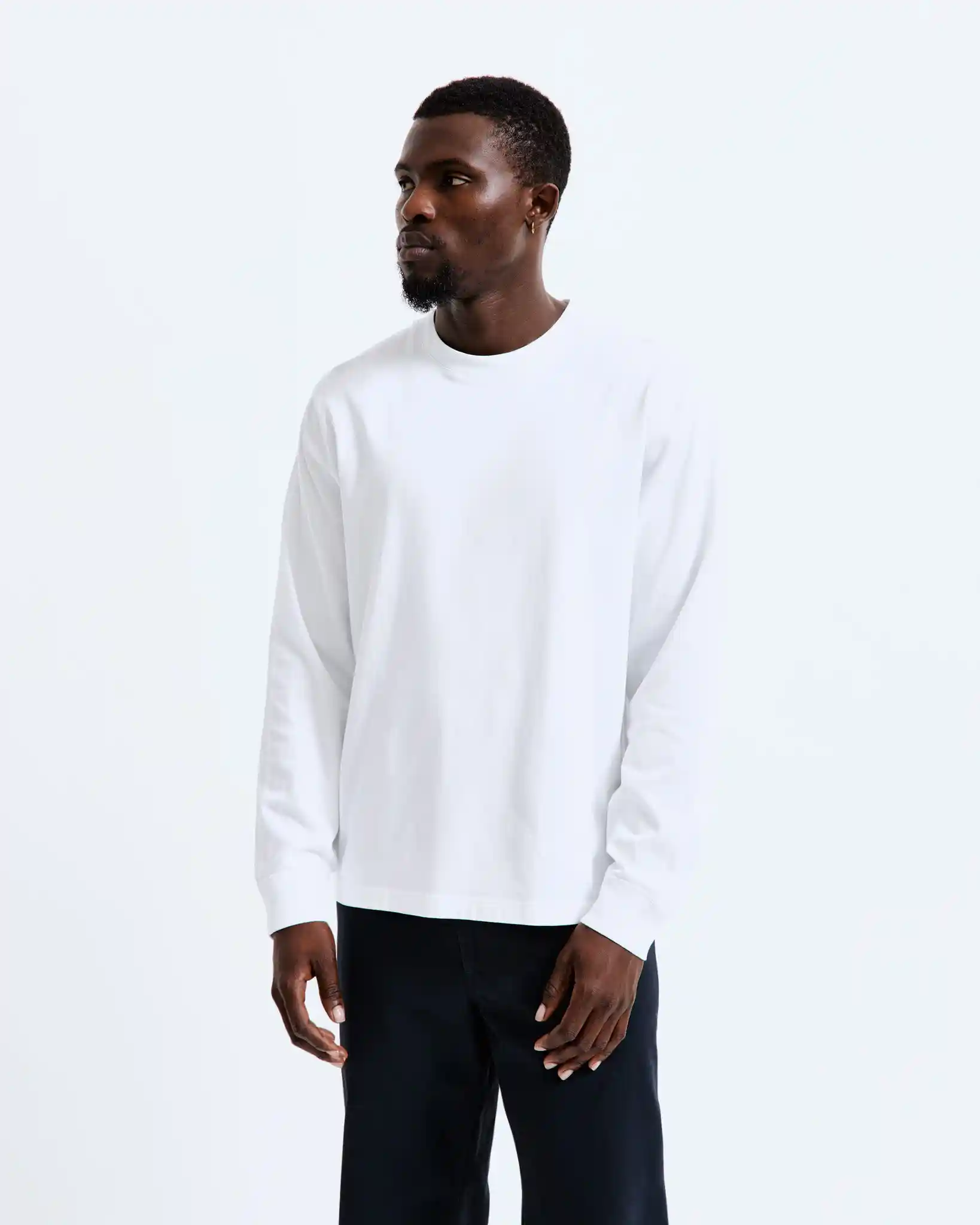 Reigning Champ Midweight Jersey Classic Long Sleeve, white - Image 3