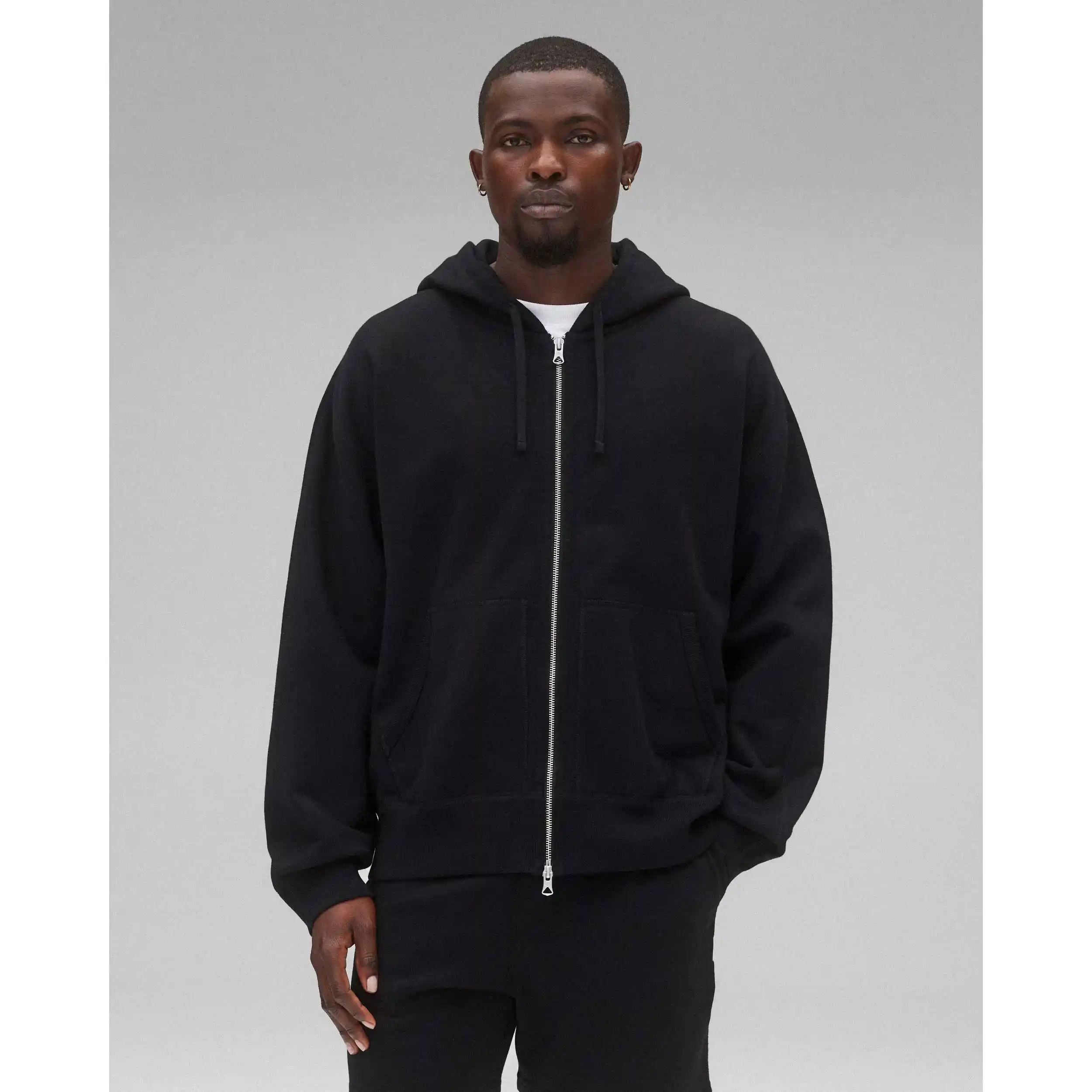 Reigning Champ Midweight Terry Relaxed Zip Hoodie, black - Image 2