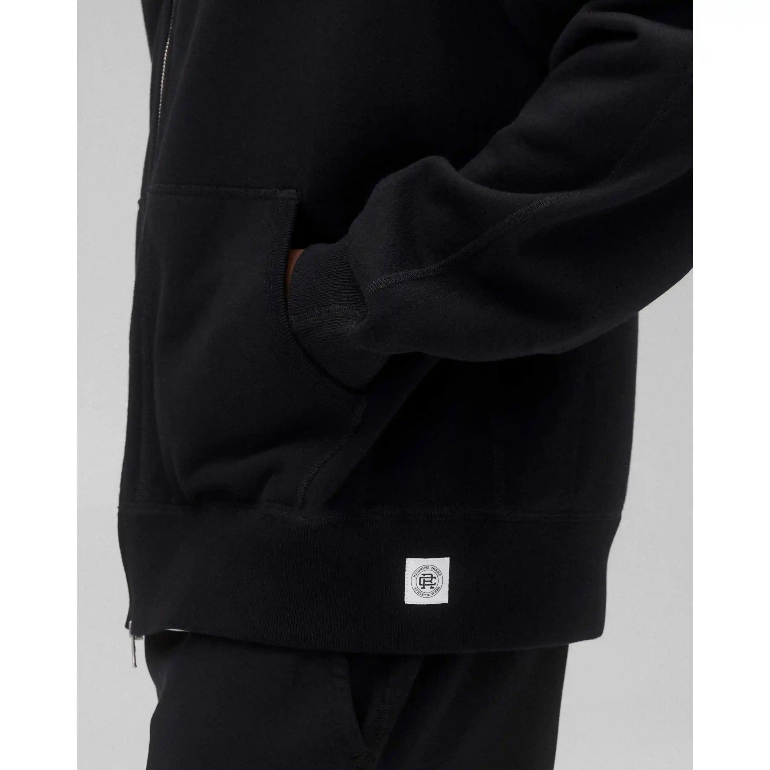 Reigning Champ Midweight Terry Relaxed Zip Hoodie, black - Image 7