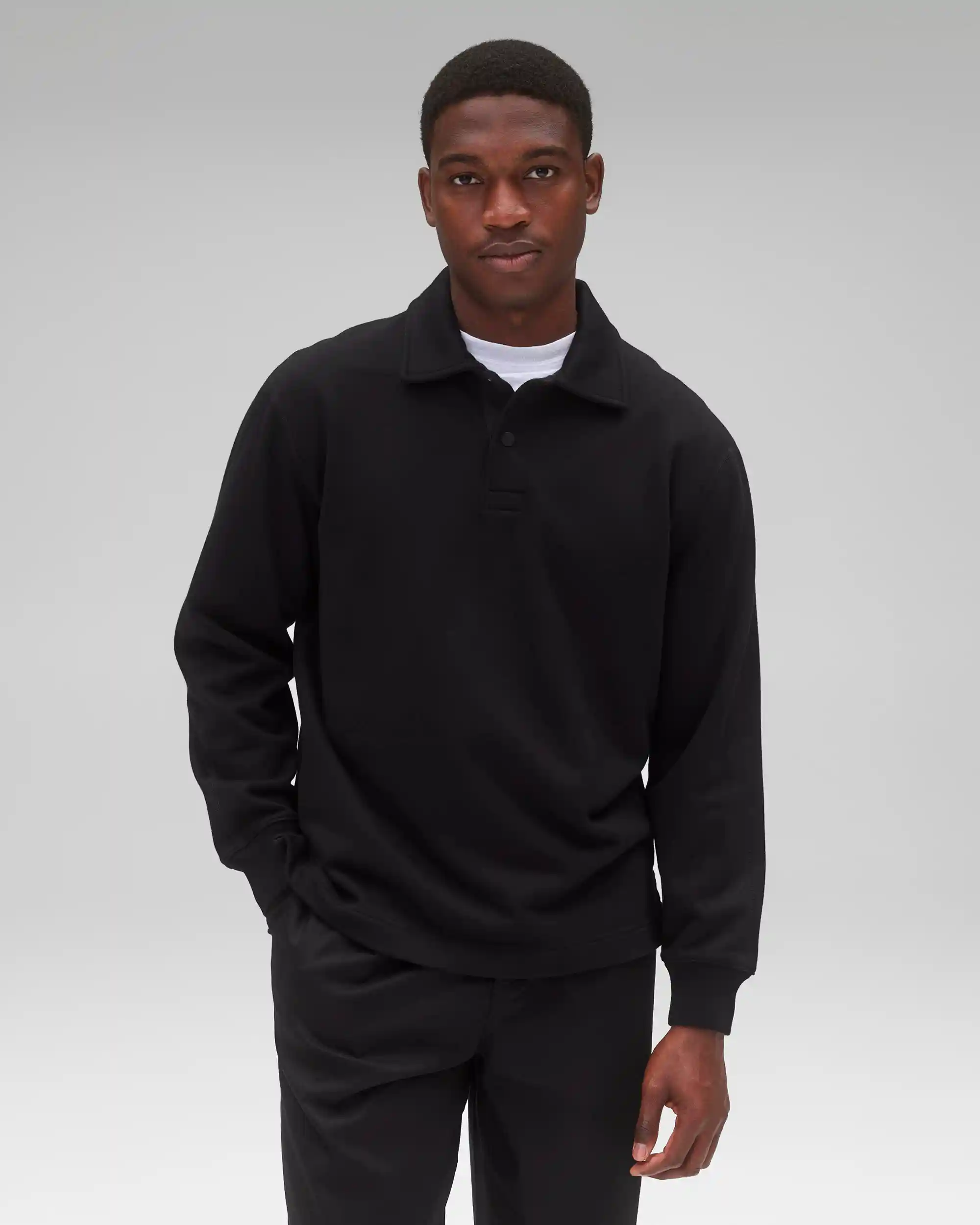 Reigning Champ Midweight Terry Rugby Sweater, black - Image 2