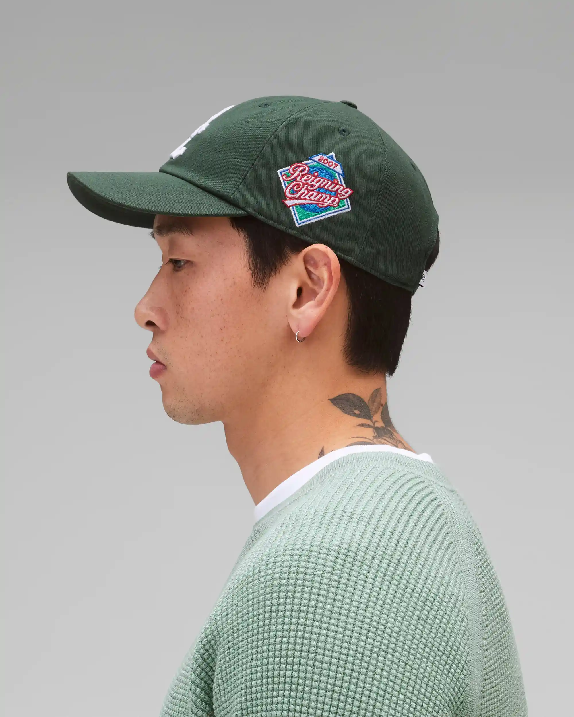 Reigning Champ Outfield Strapback Cap, british racing green-white - Image 3