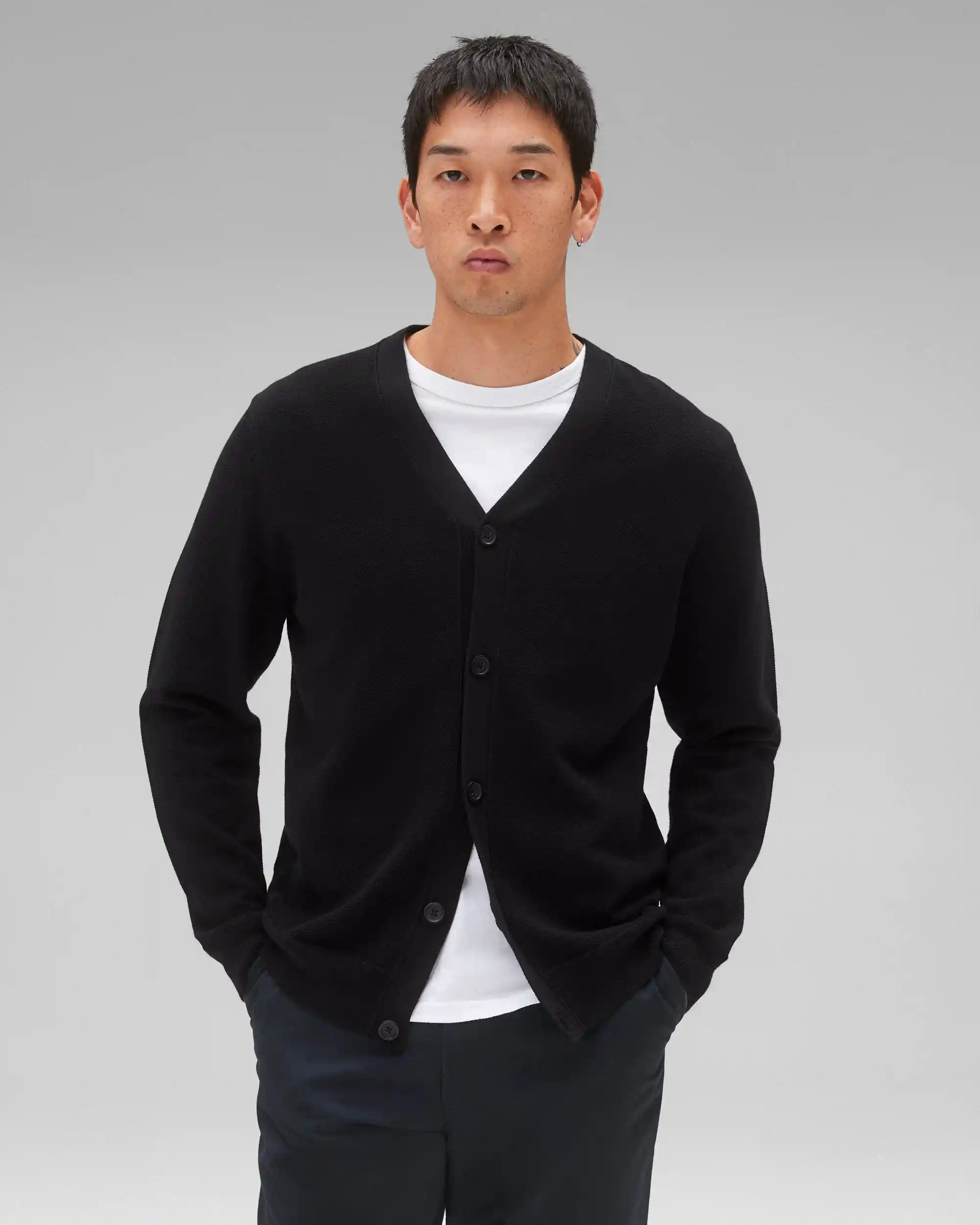 Reigning Champ Supima Pique Ace Cardigan, black - Image 2