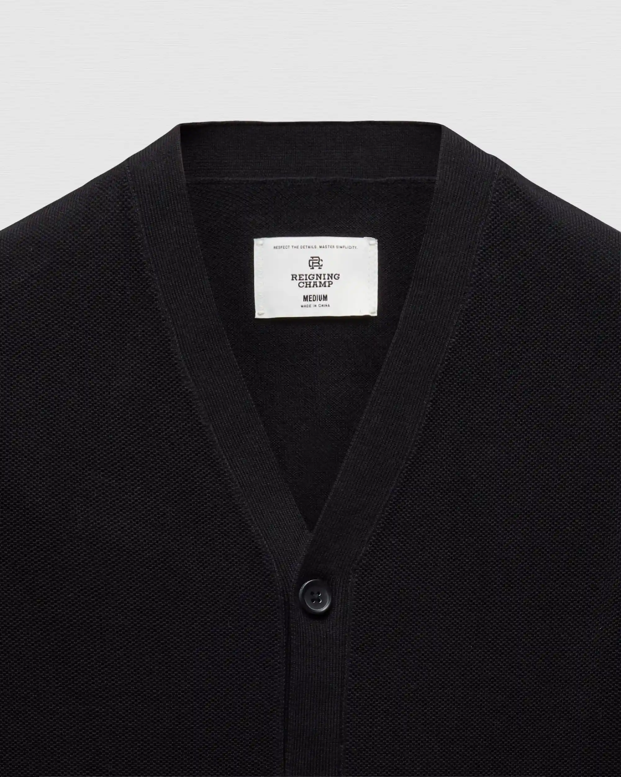 Reigning Champ Supima Pique Ace Cardigan, black - Image 8