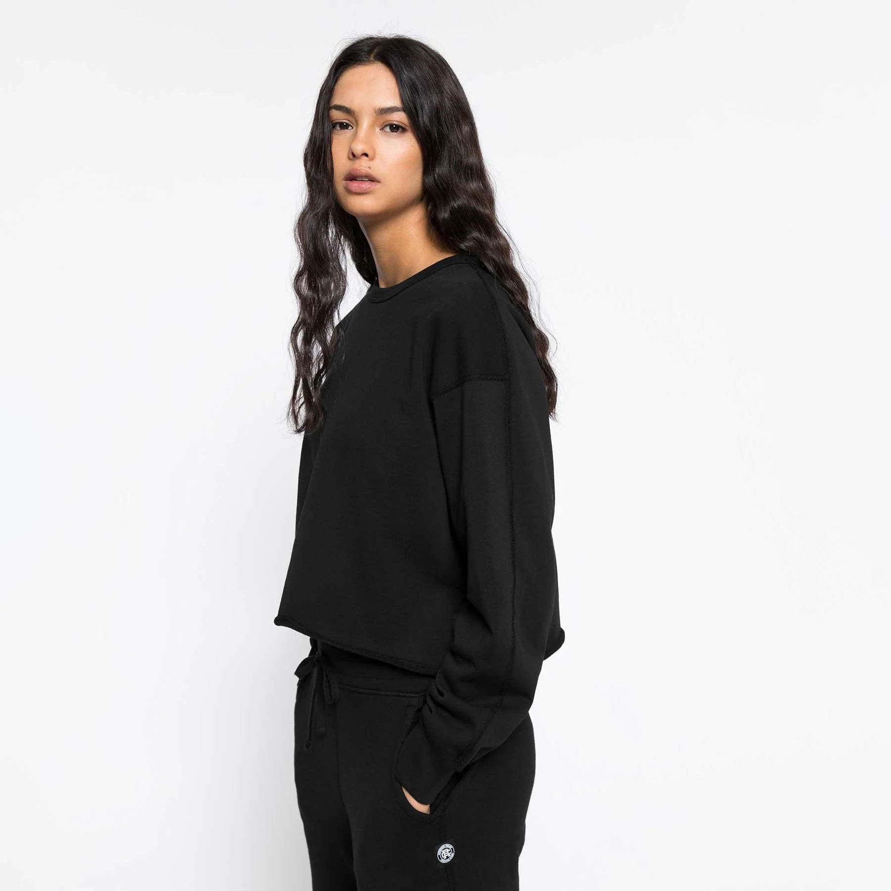 Reigning Champ Women's knit pima Terry Cropped Crewneck - Image 5