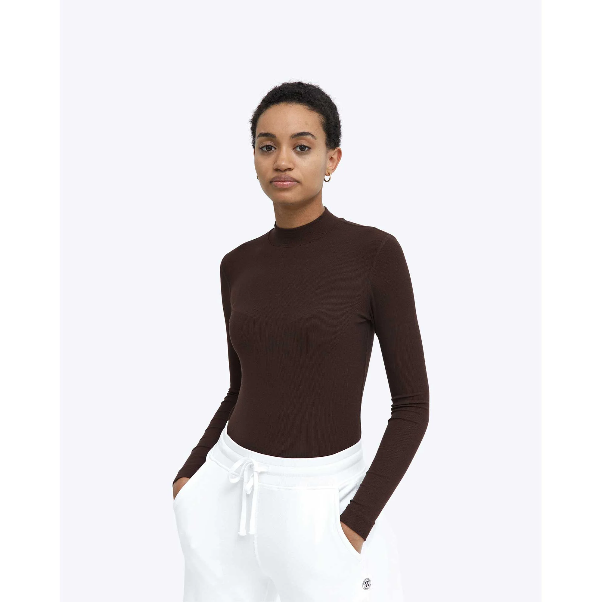 Reigning Champ Womens Womens Knit 2x2 Modal Rib Mockneck - Image 2