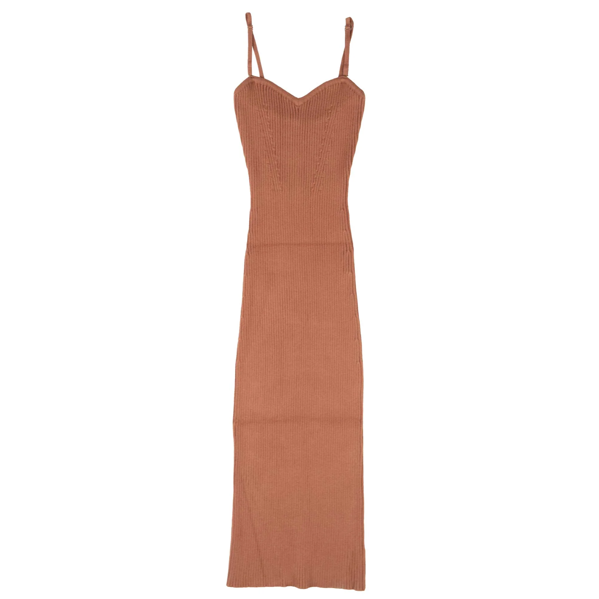 Womens Ribbed Knit Midi Dress