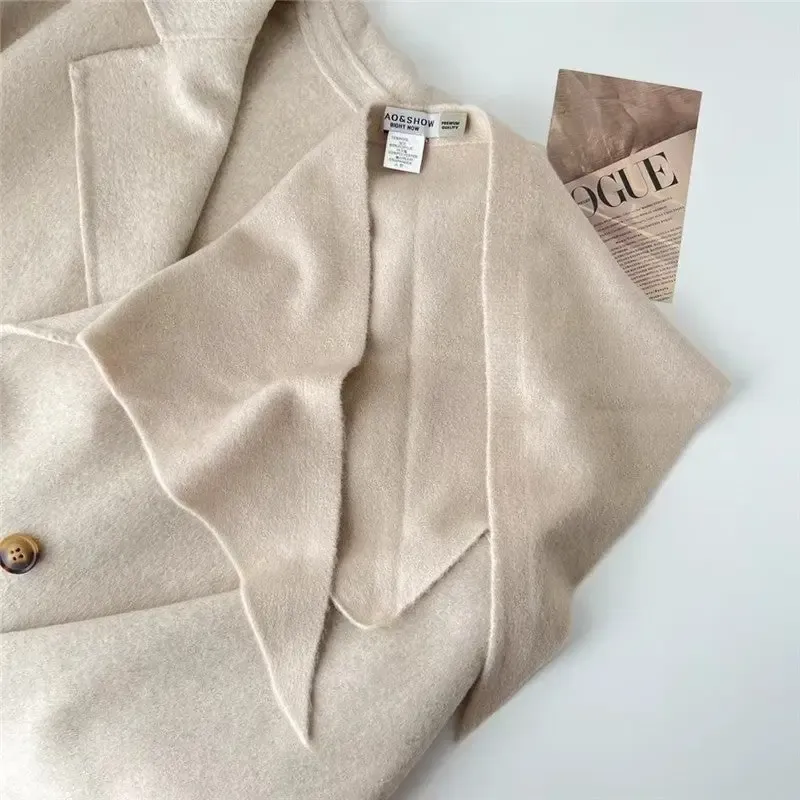 Solid Color Wool Knit Triangle Scarf, mushroom