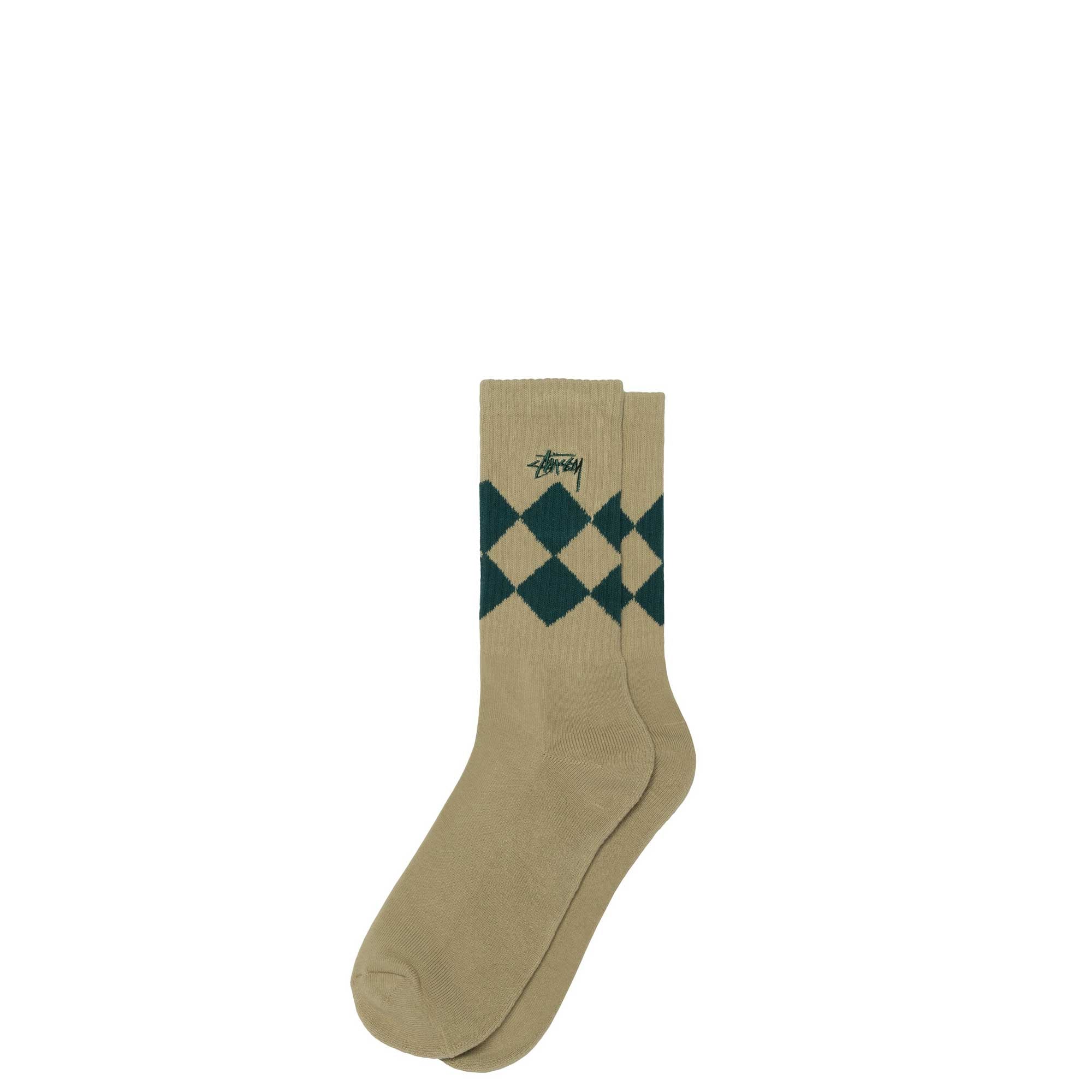 Stussy Argyle Jacquard Crew Socks, beige