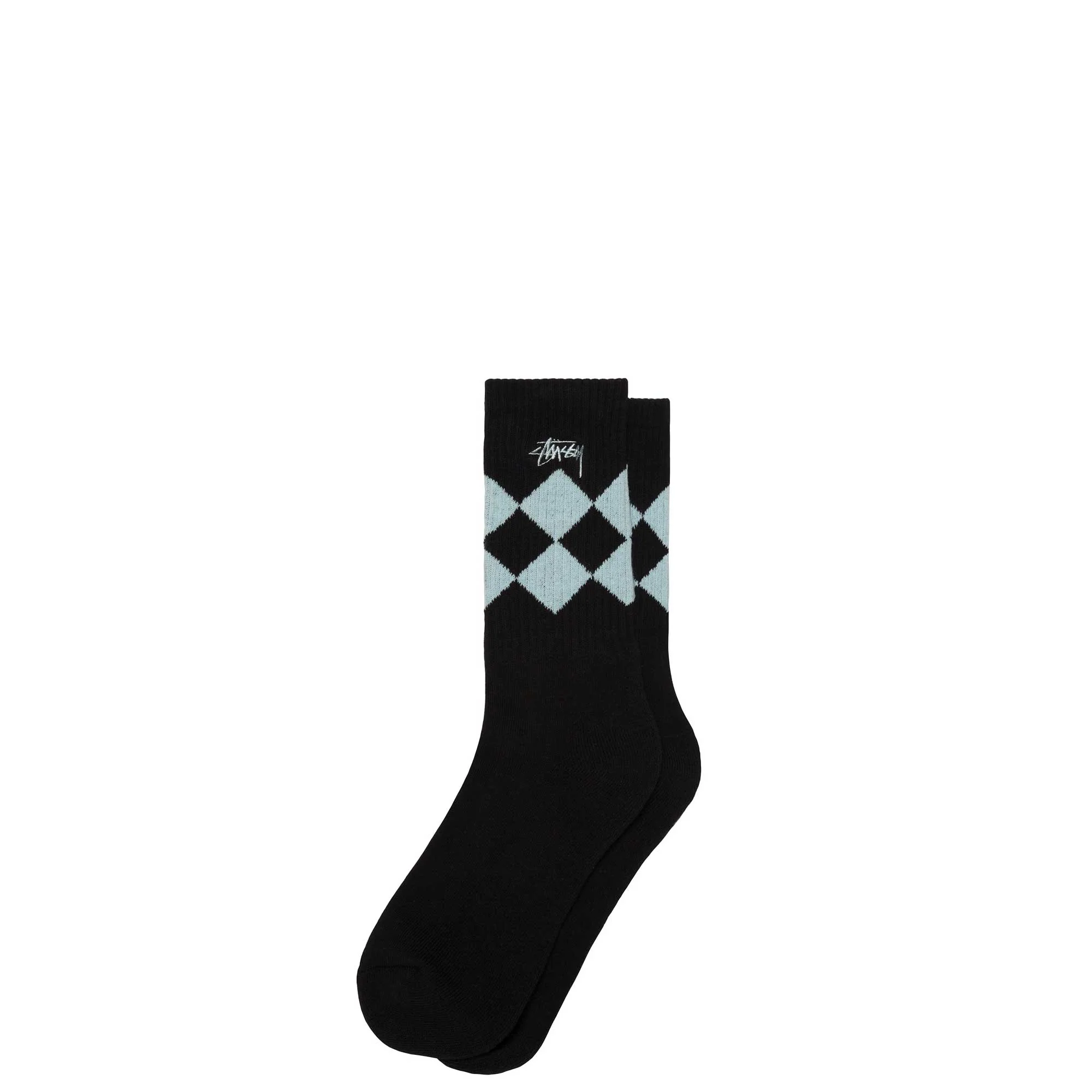 Stussy Argyle Jacquard Crew Socks, black