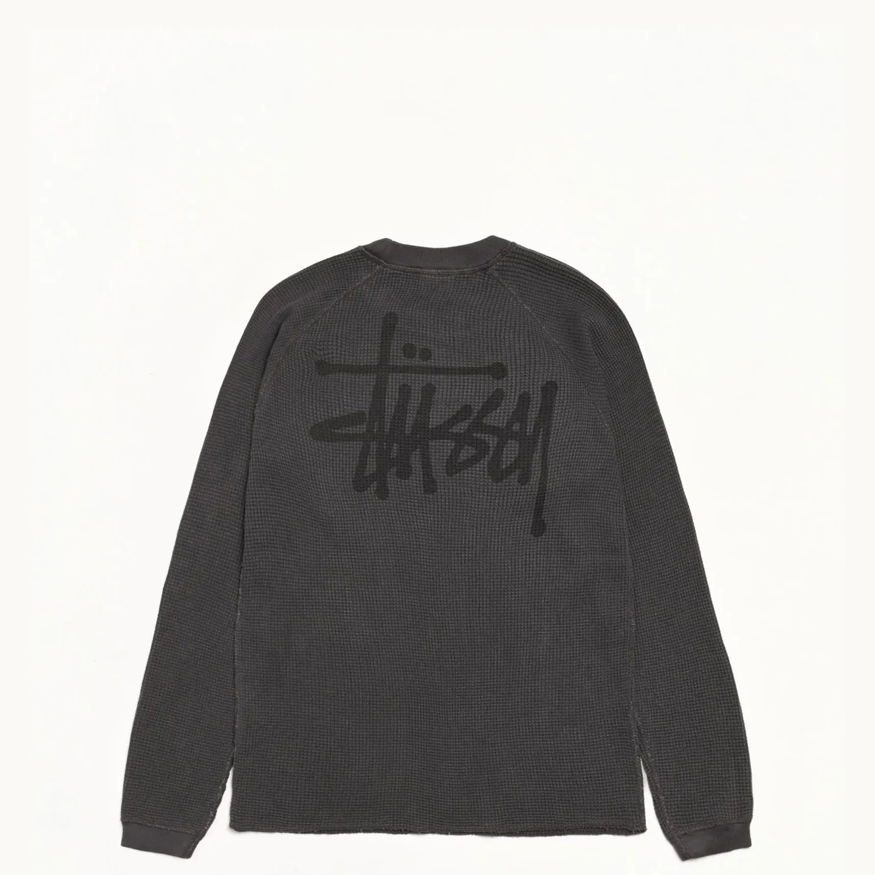 Stussy Basic Stock Raglan Thermal Shirt, washed black