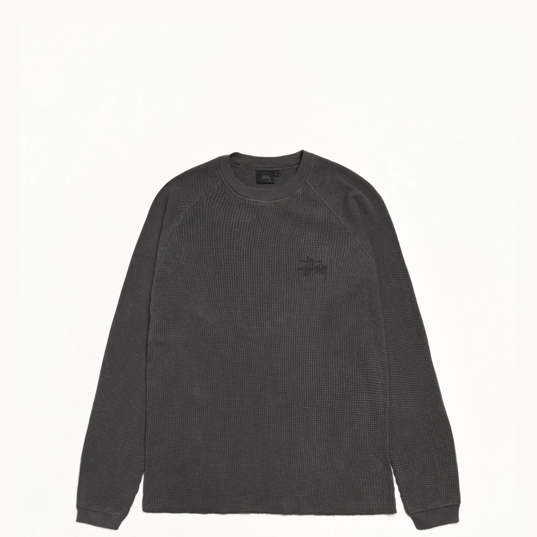 Stussy Basic Stock Raglan Thermal Shirt, washed black - Image 2
