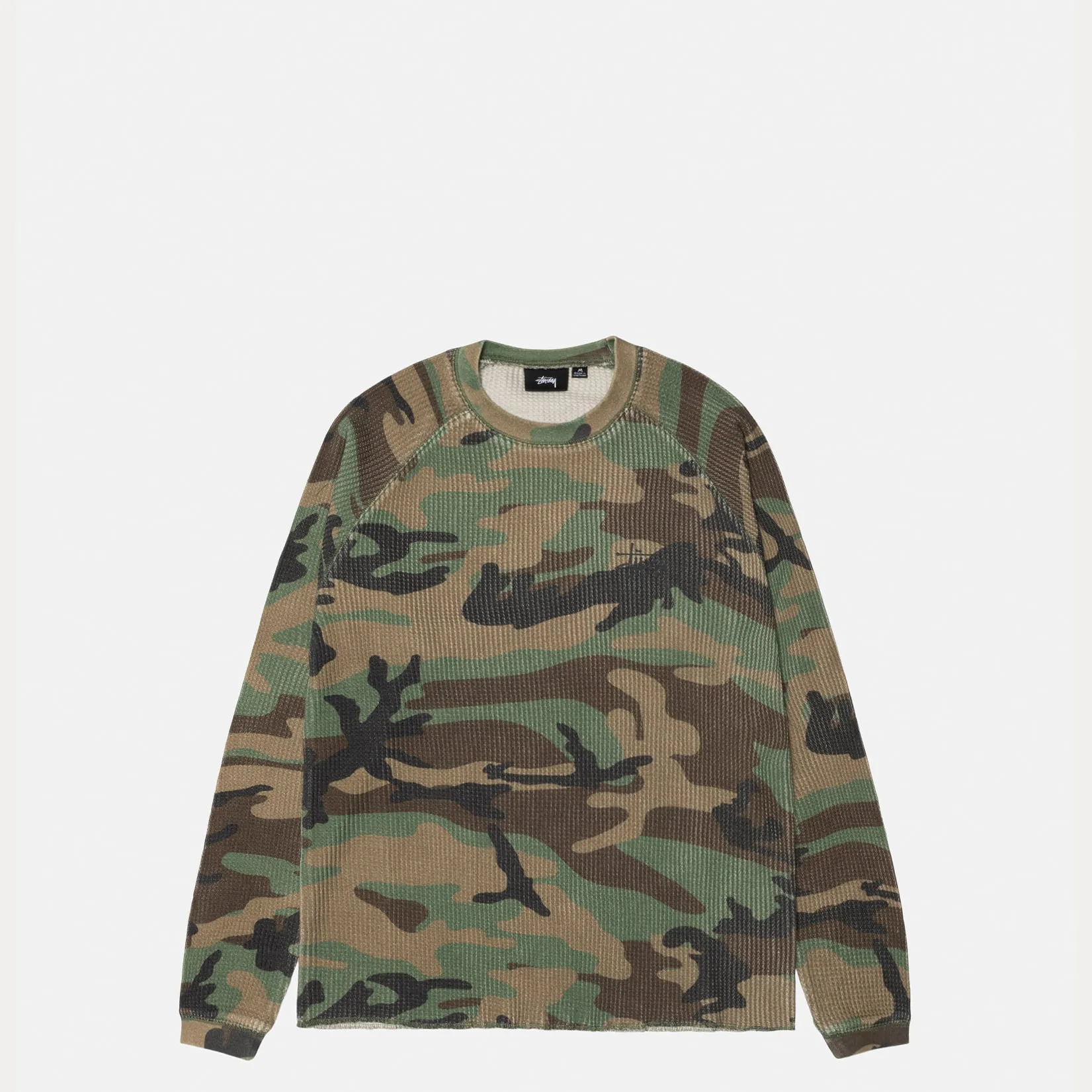 Stussy Basic Stock Raglan Thermal Shirt, woodland camo - Image 2