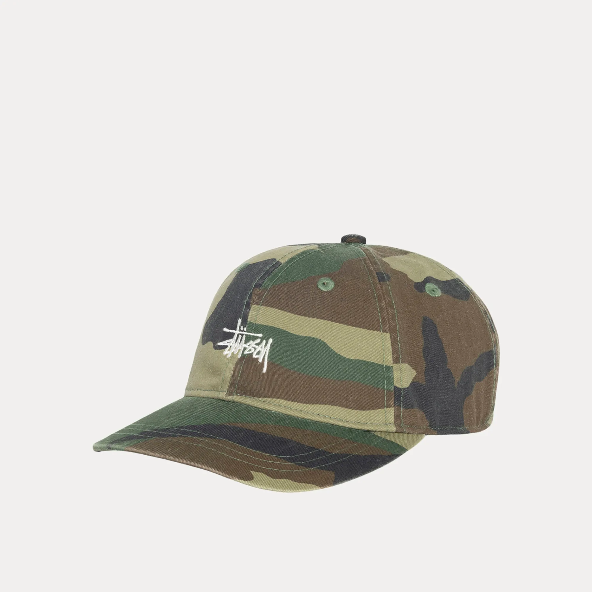 Stussy Basic Washed Low Pro Cap, woodland camo