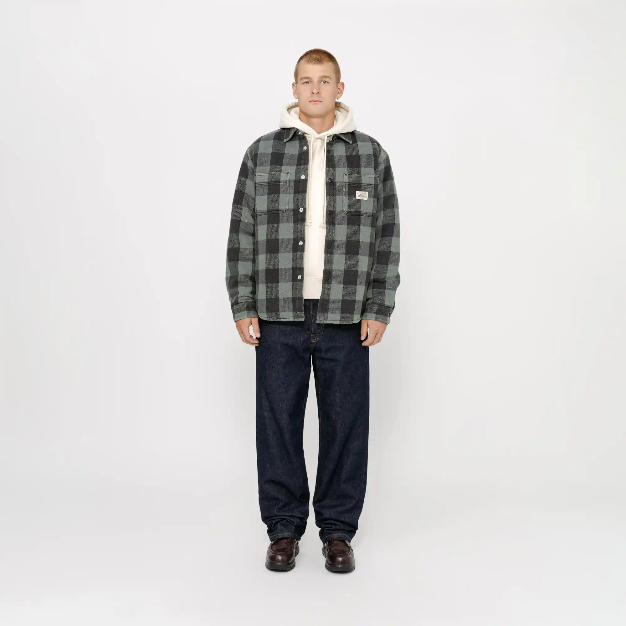Stussy Buffalo Plaid Shirt, grey - Image 3