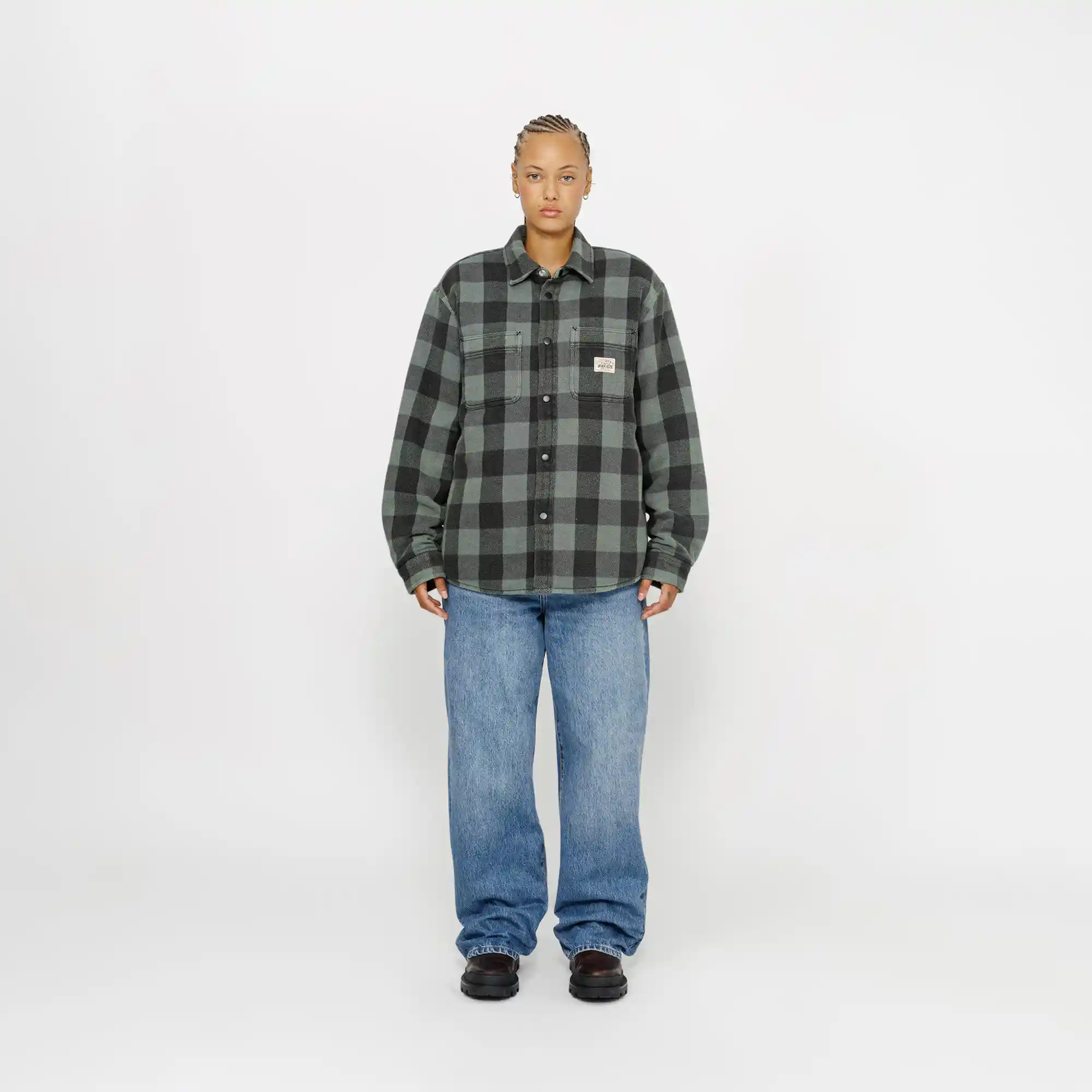 Stussy Buffalo Plaid Shirt, grey - Image 4
