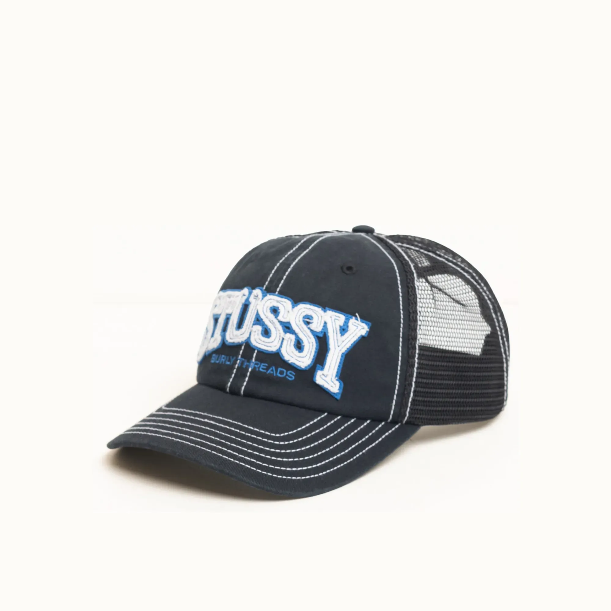 Stussy Burly Threads Trucker Cap, black