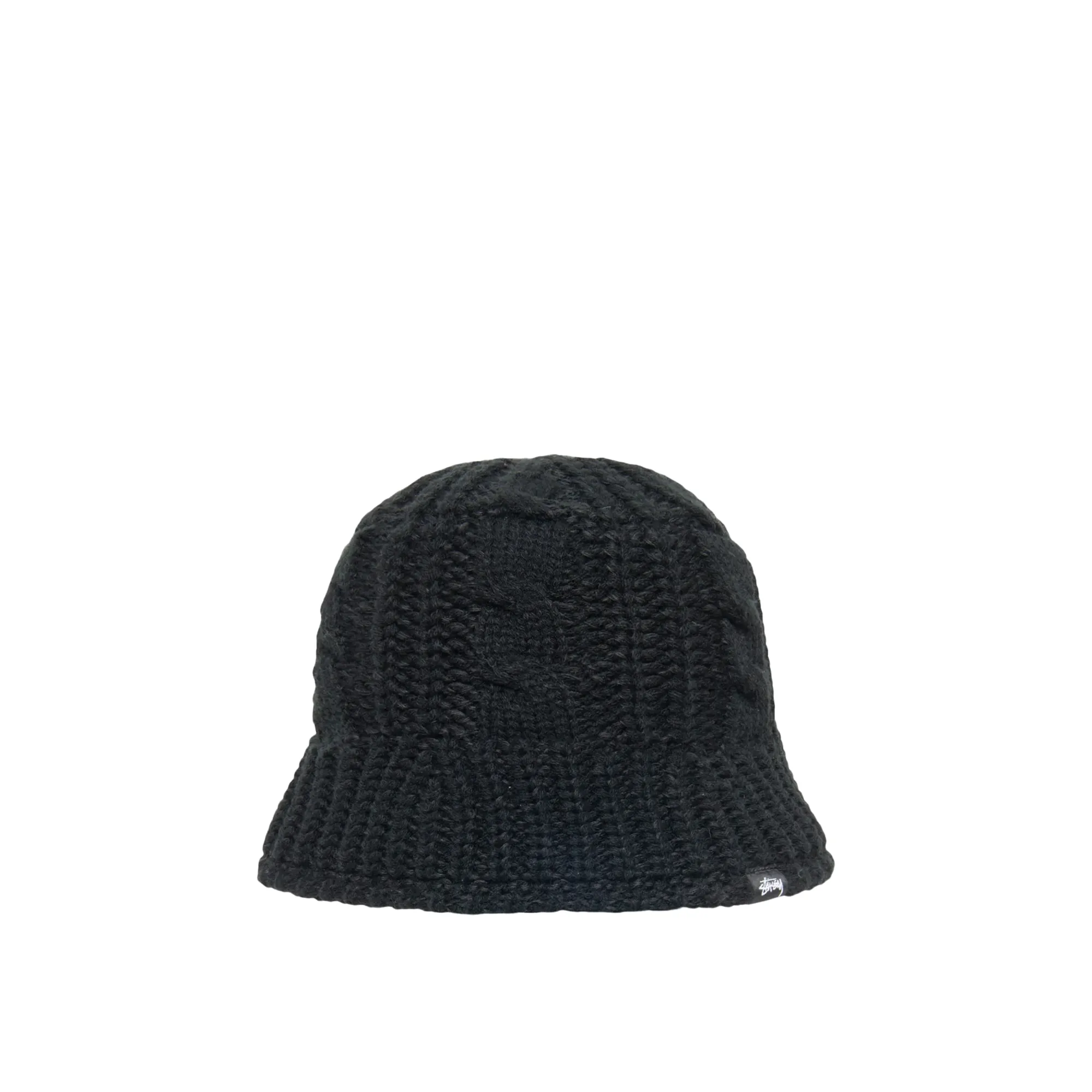 Stussy Cable Knit Bucket Hat, black