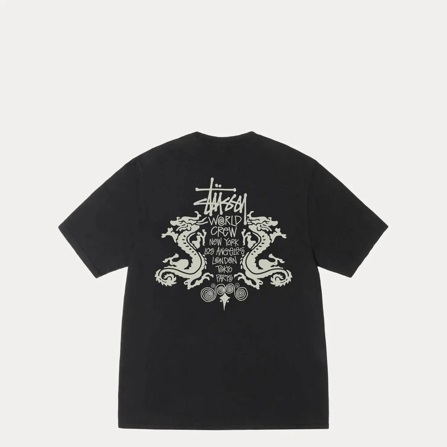 Stussy Double Dragon Pigment Dyed Tee, black