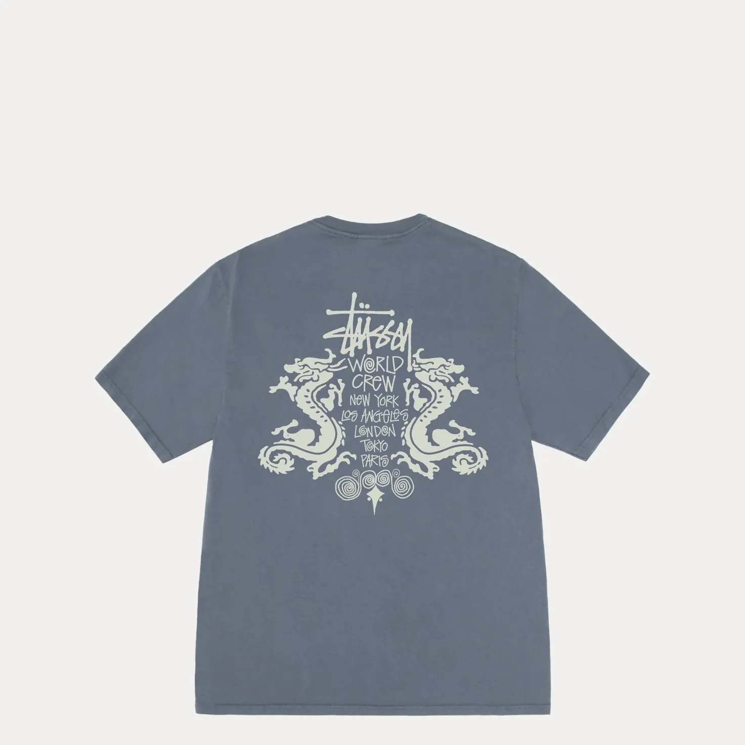 Stussy Double Dragon Pigment Dyed Tee, navy