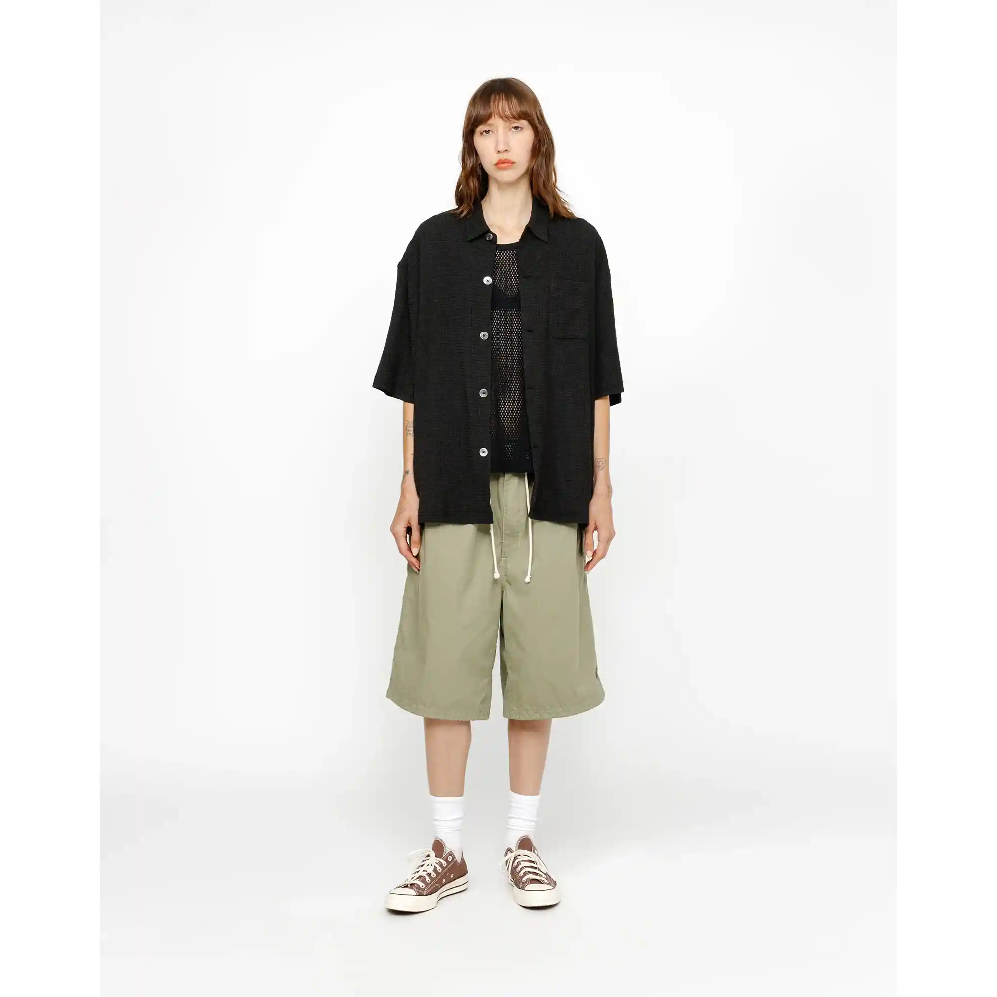 Stussy Flat Bottom Crinkled Shirt, black - Image 3