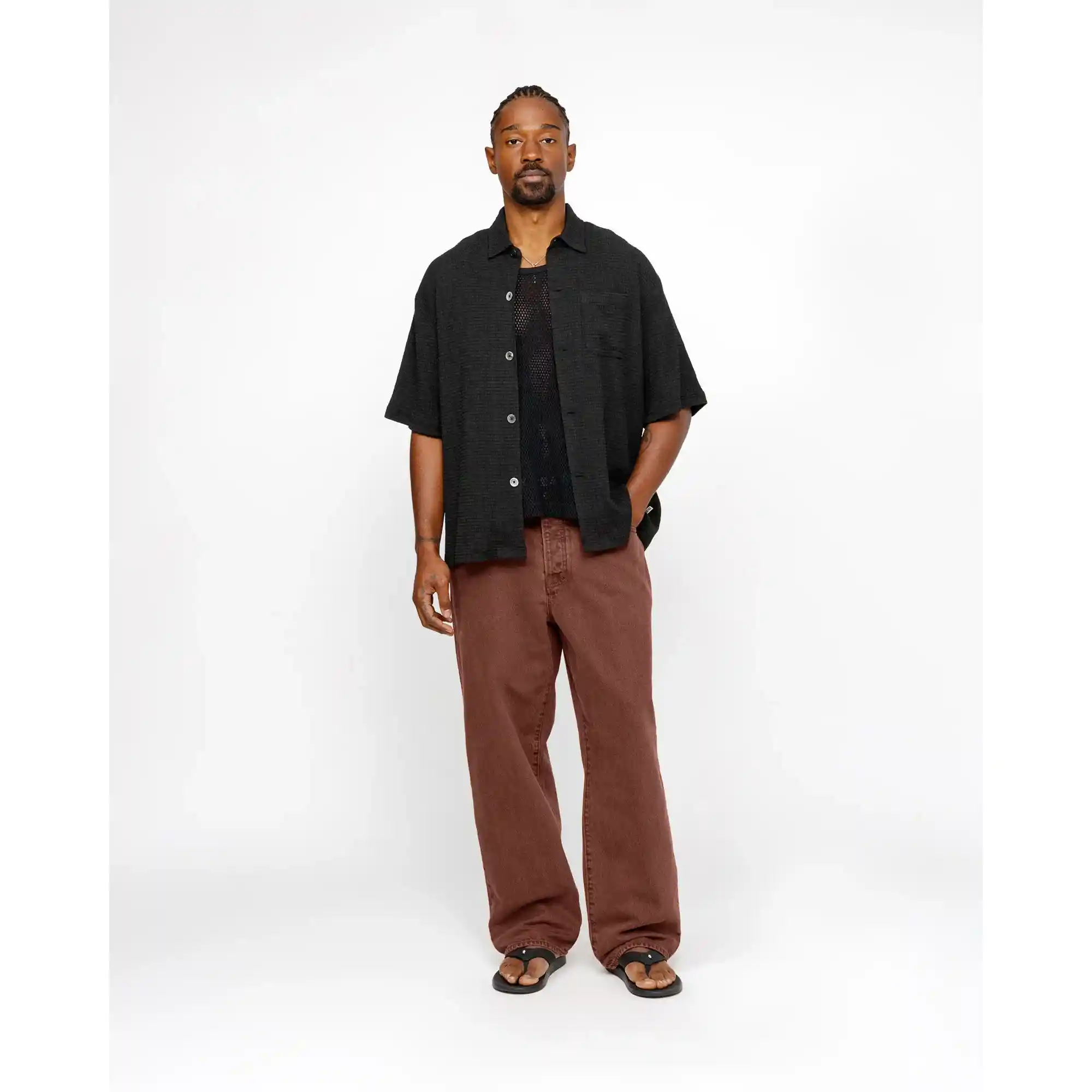 Stussy Flat Bottom Crinkled Shirt, black - Image 4