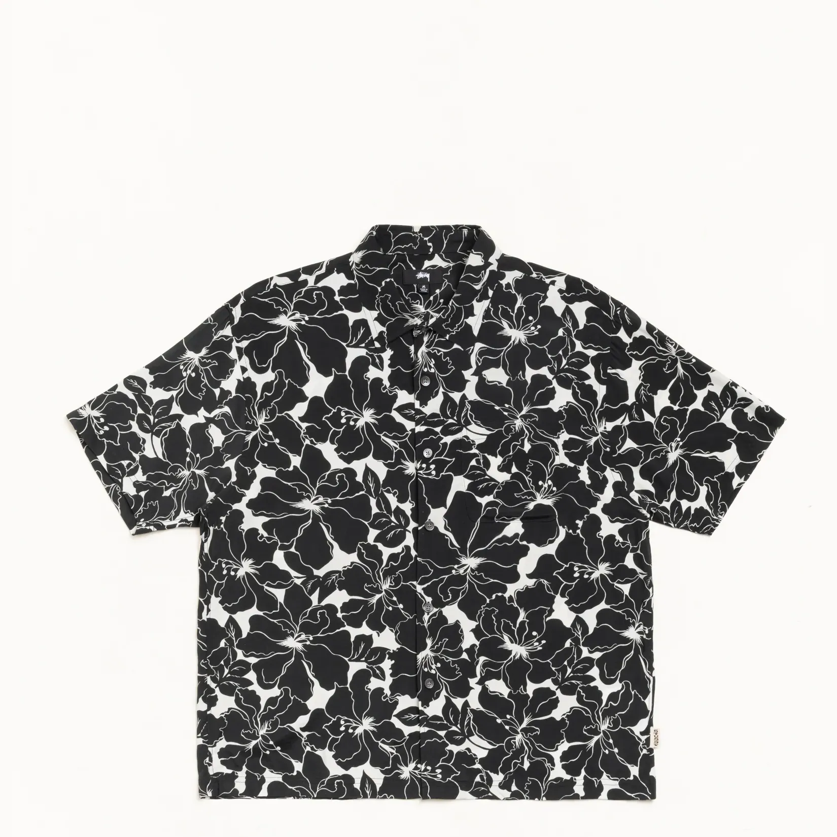Stussy Floral Hawaiian Shirt, black