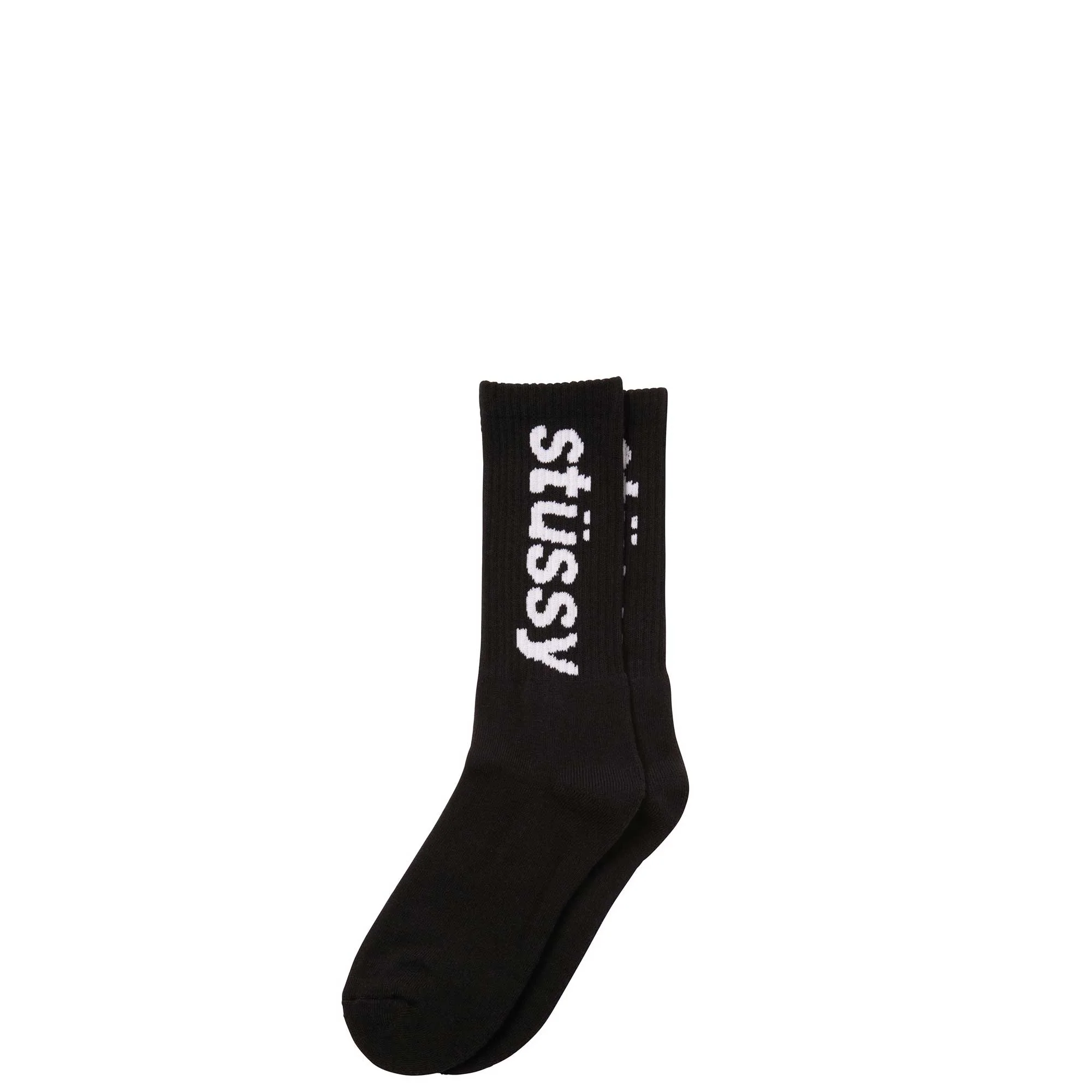 Stussy Helvetica Jaquard Crew Socks, black