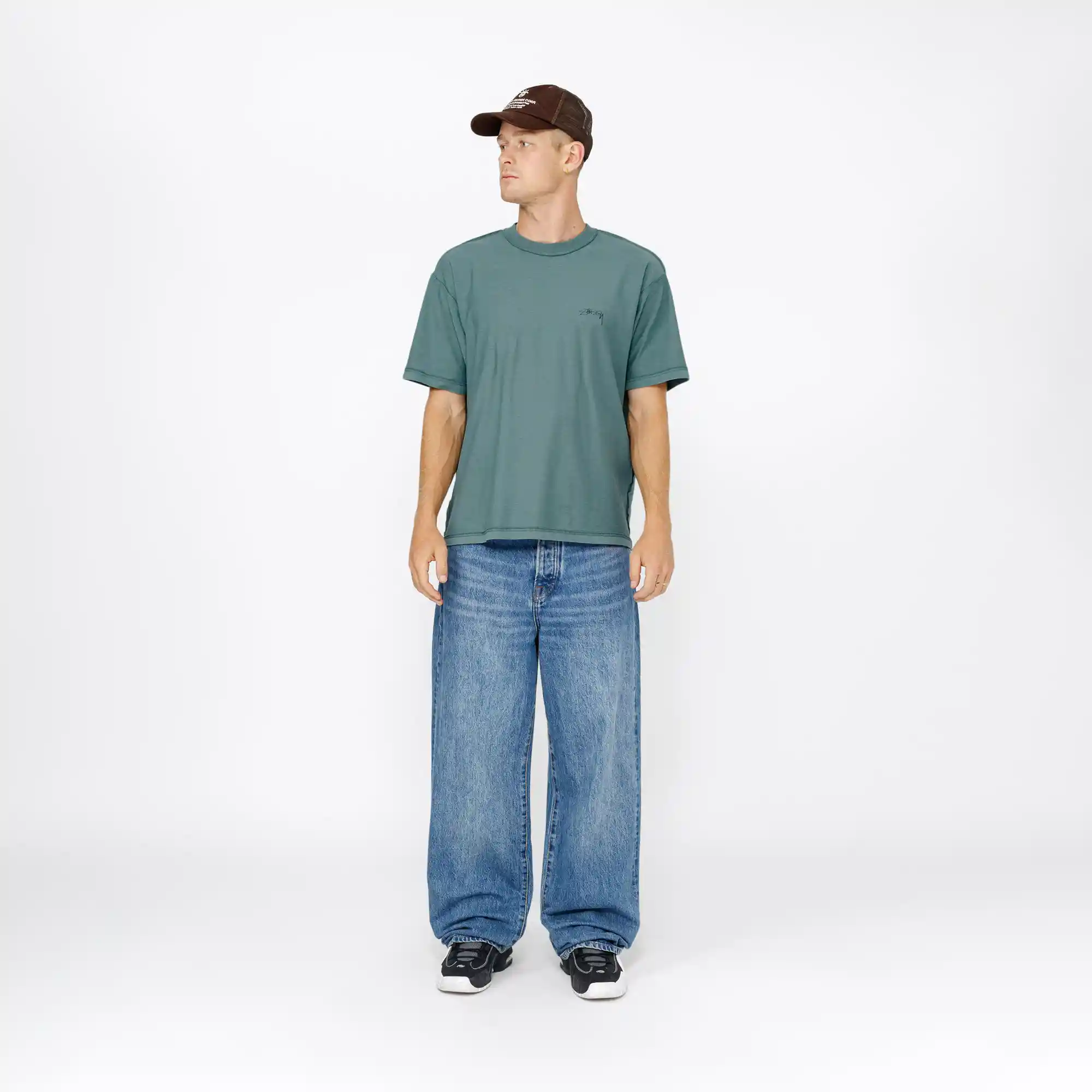 Stussy Lazy Short Sleeve Tee, deep teal - Image 2
