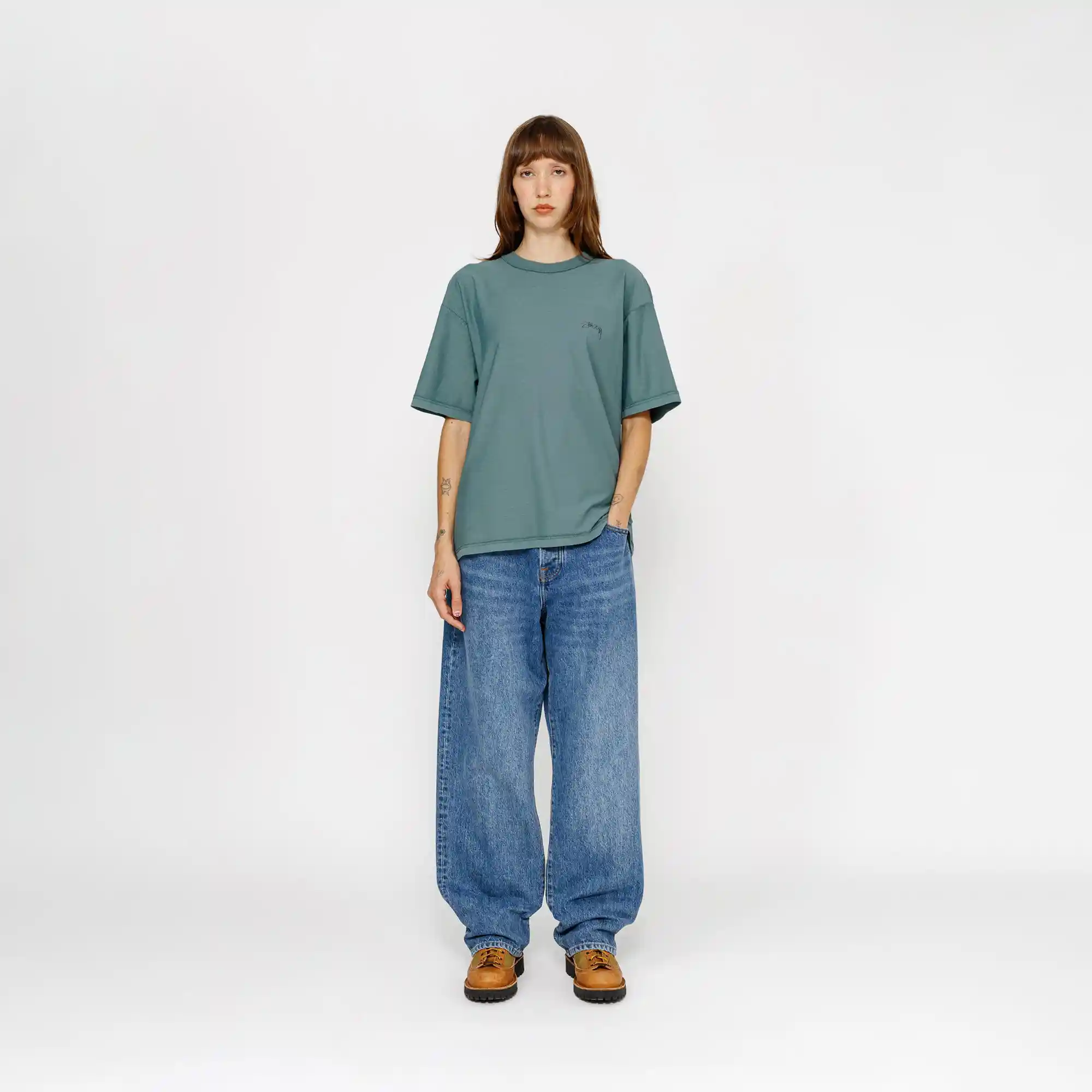 Stussy Lazy Short Sleeve Tee, deep teal - Image 3