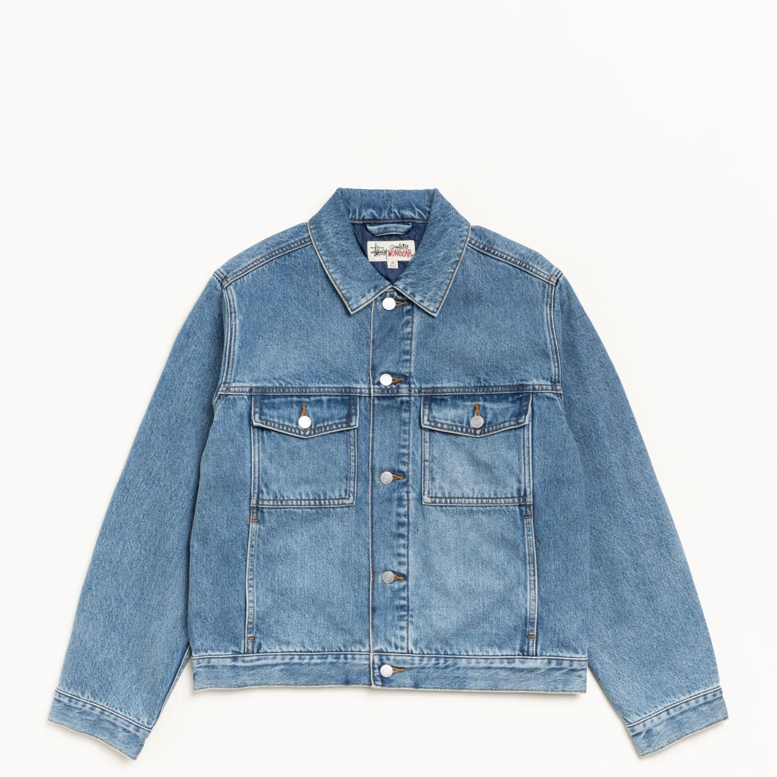 Stussy Lined Denim Trucker Jacket, indigo stone wash
