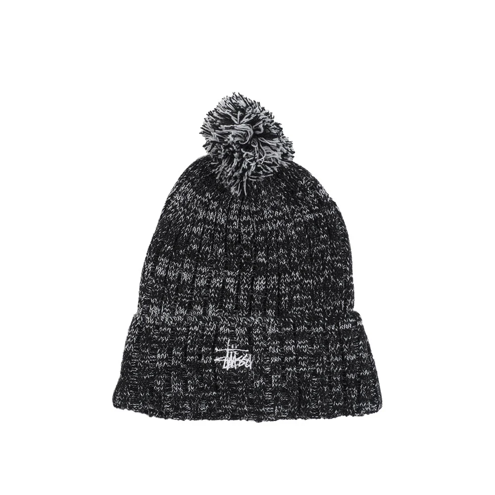 Stussy Marled Yarn Pom Beanie, Black/White