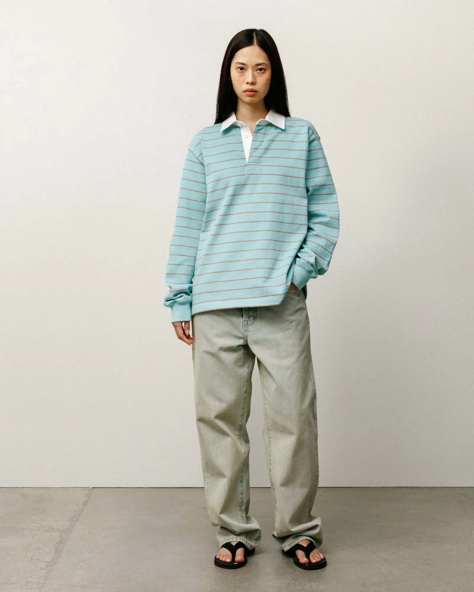 Stussy Pin Striped Rugby Shirt, blue - Image 5