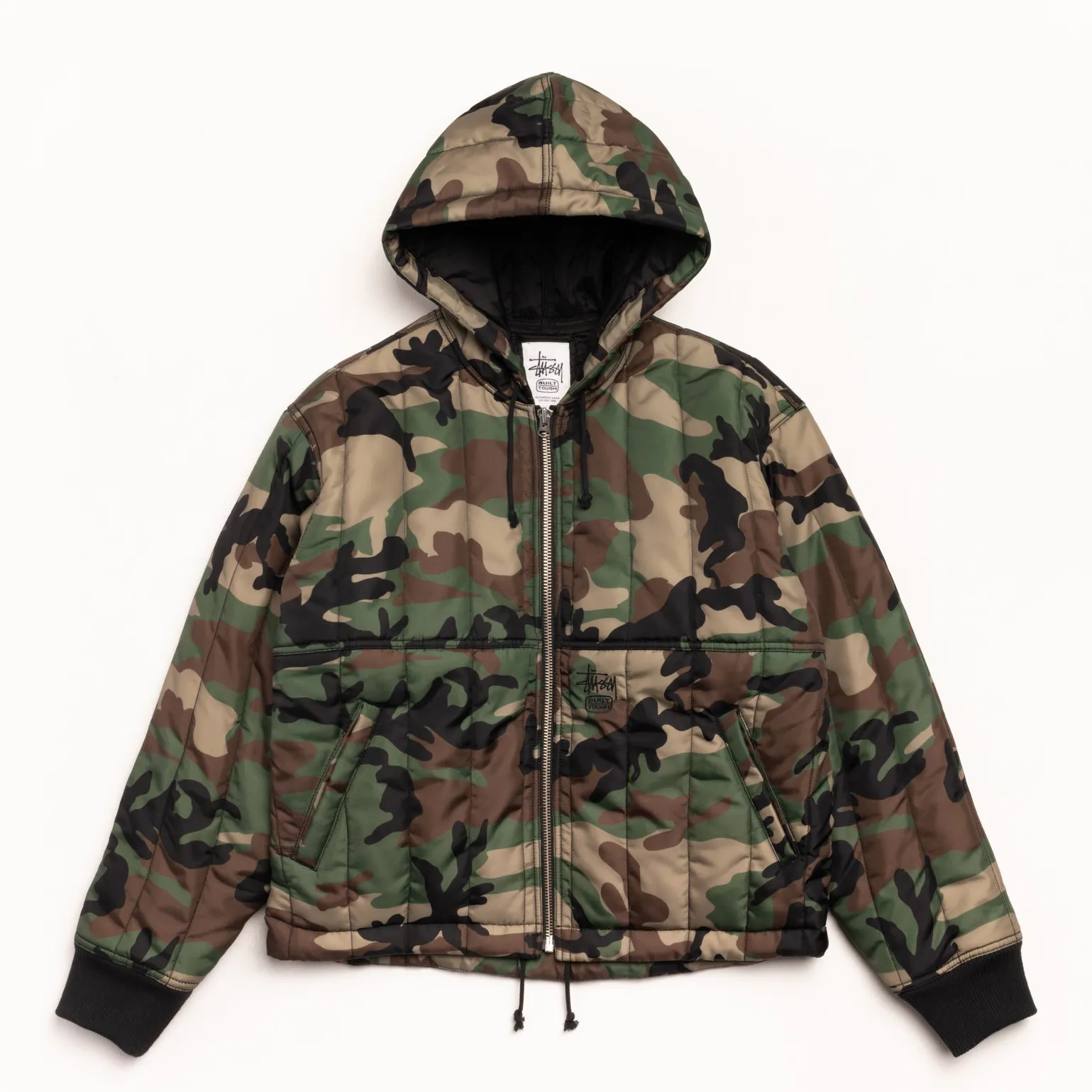 Stussy Quilted Nylon Work Jacket, woodland camo