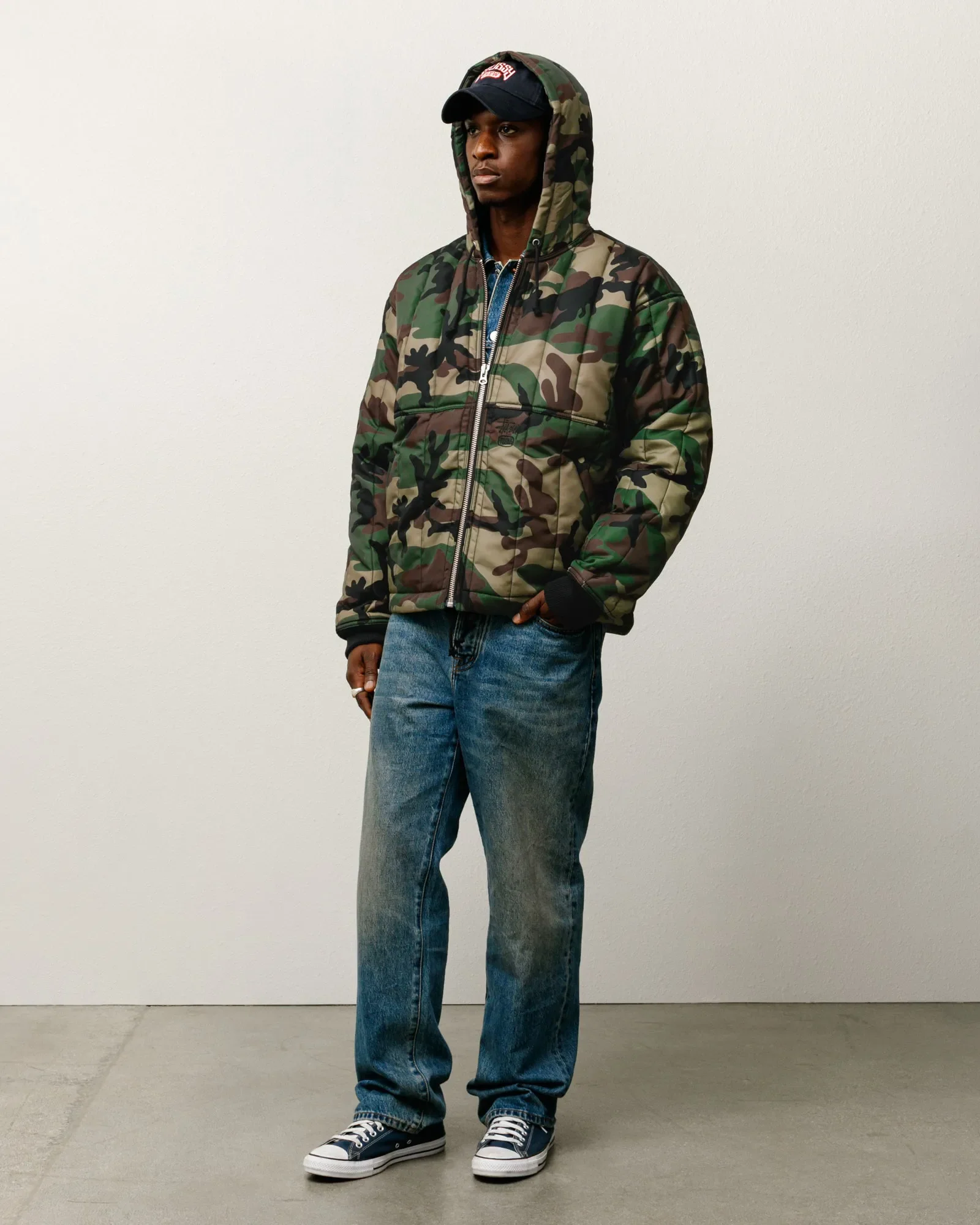 Stussy Quilted Nylon Work Jacket, woodland camo - Image 2