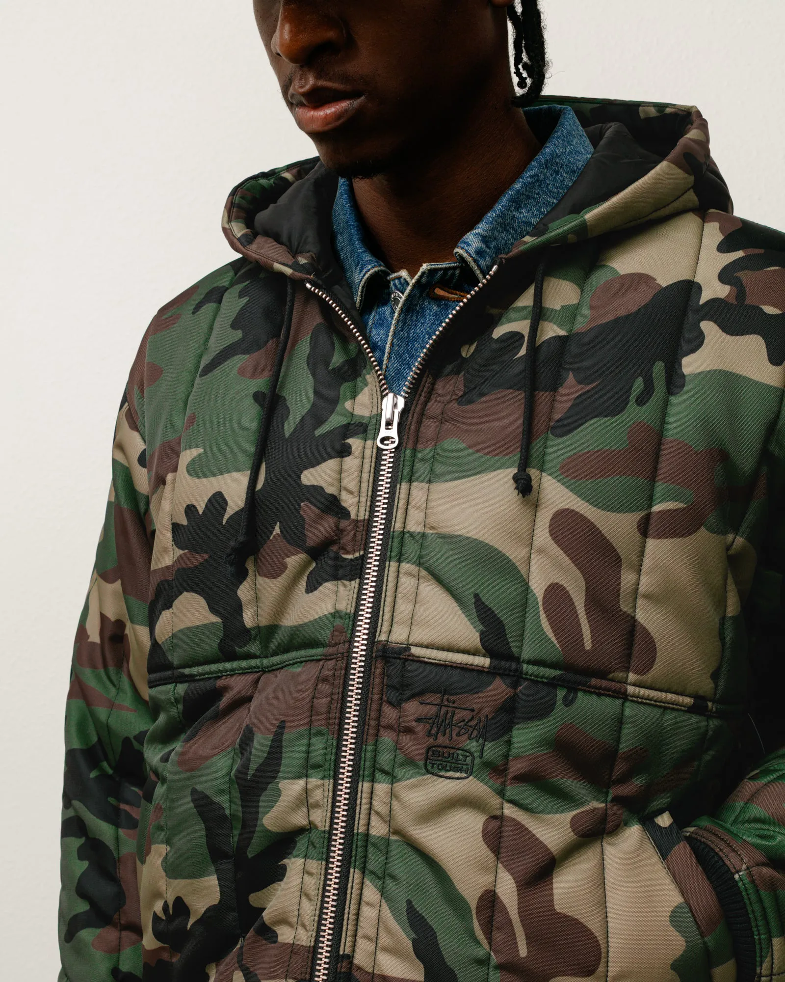 Stussy Quilted Nylon Work Jacket, woodland camo - Image 4