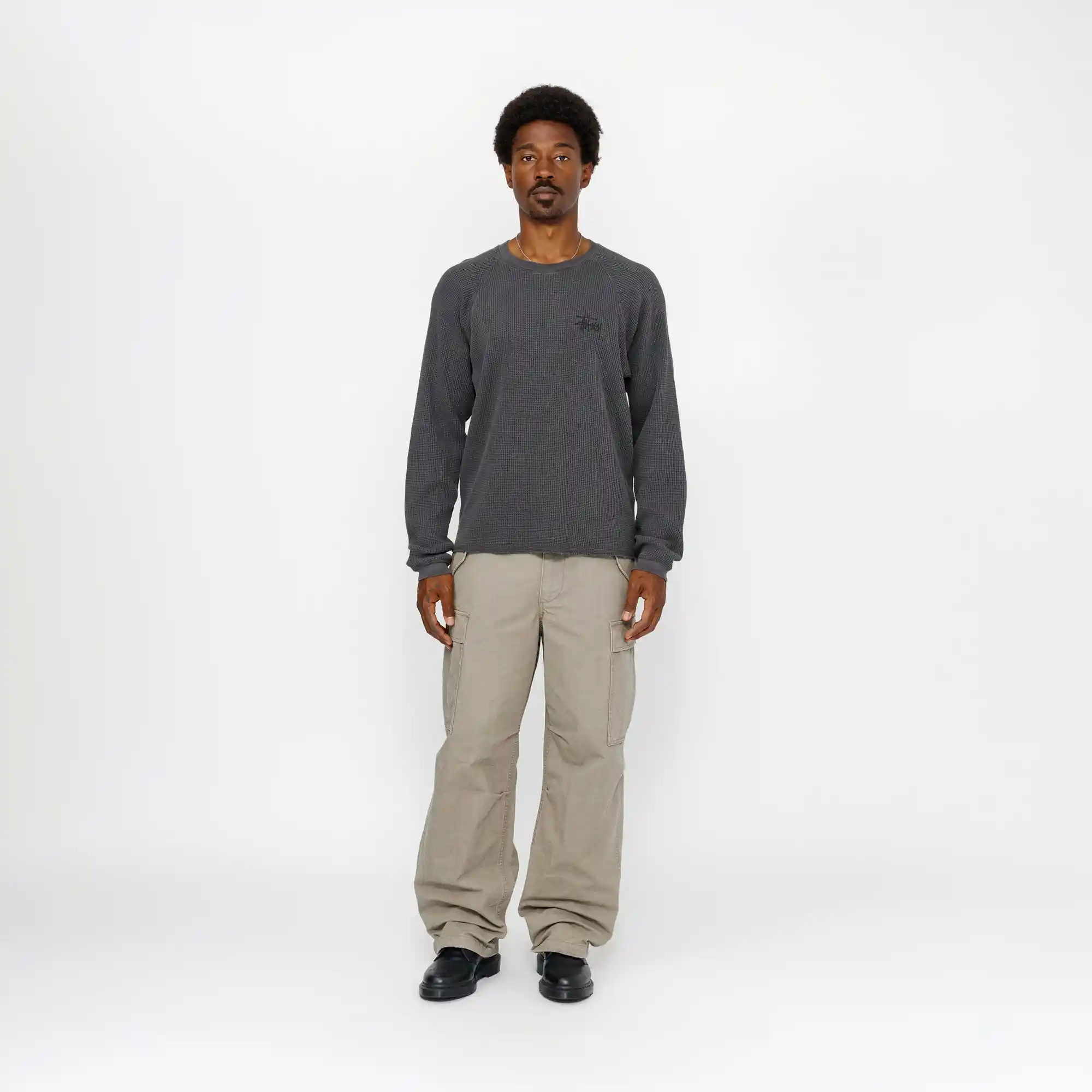 Stussy Raglan Thermal Basic Stock, washed black - Image 5