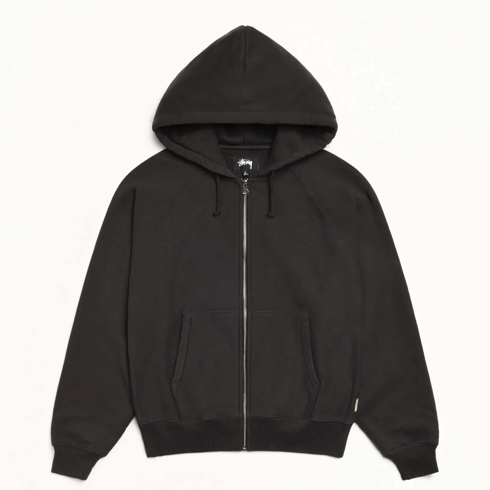 Stussy Raglan Zip Hood, washed black
