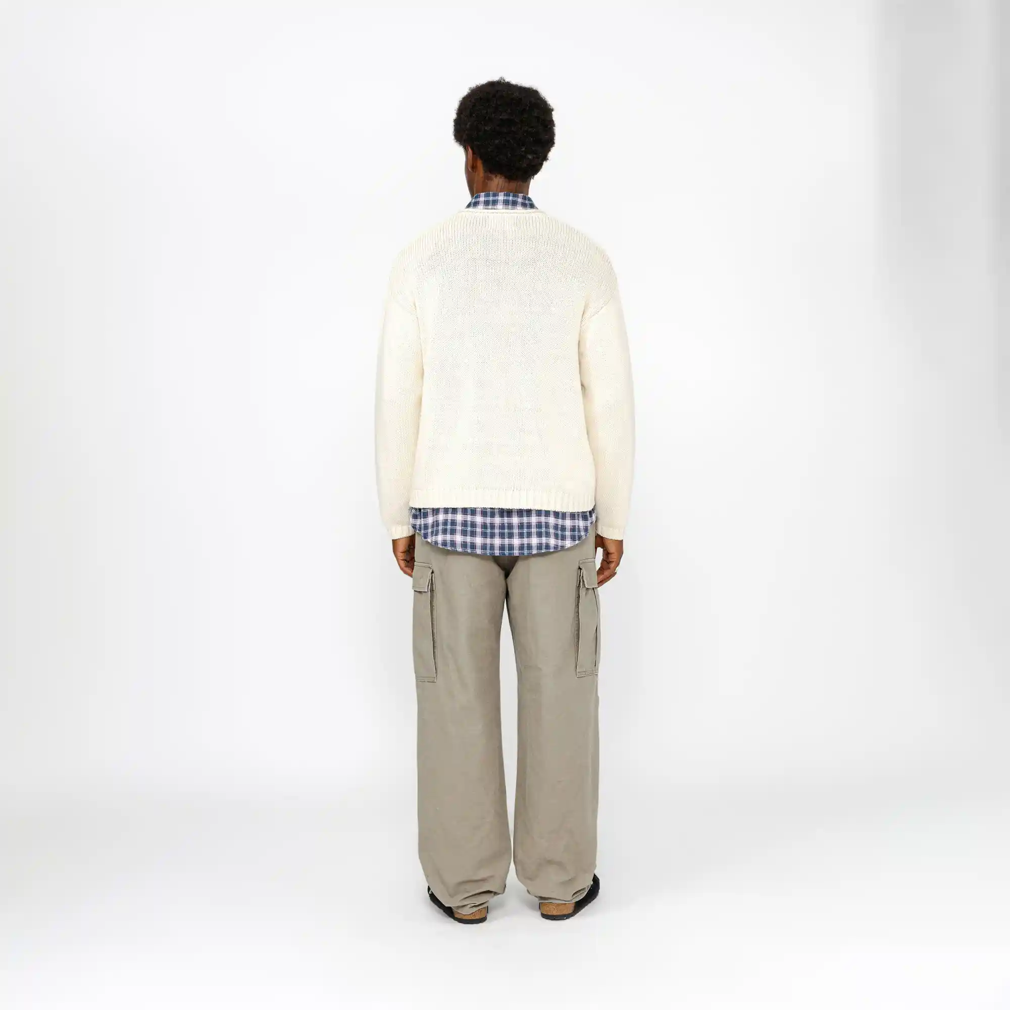 Stussy Roll V-Neck Logo Sweater, natural - Image 6