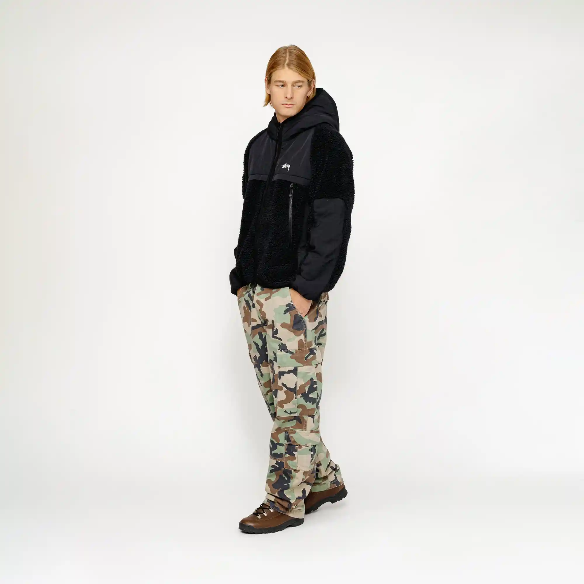 Stussy Sherpa Paneled Hooded Jacket, black - Image 5