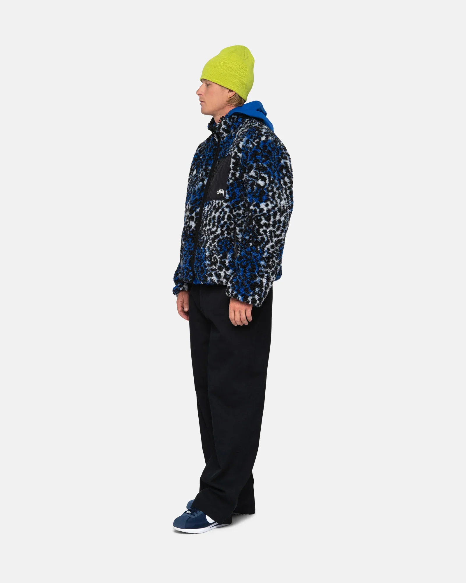 Stussy Sherpa Reversible Jacket, blue leopard - Image 10