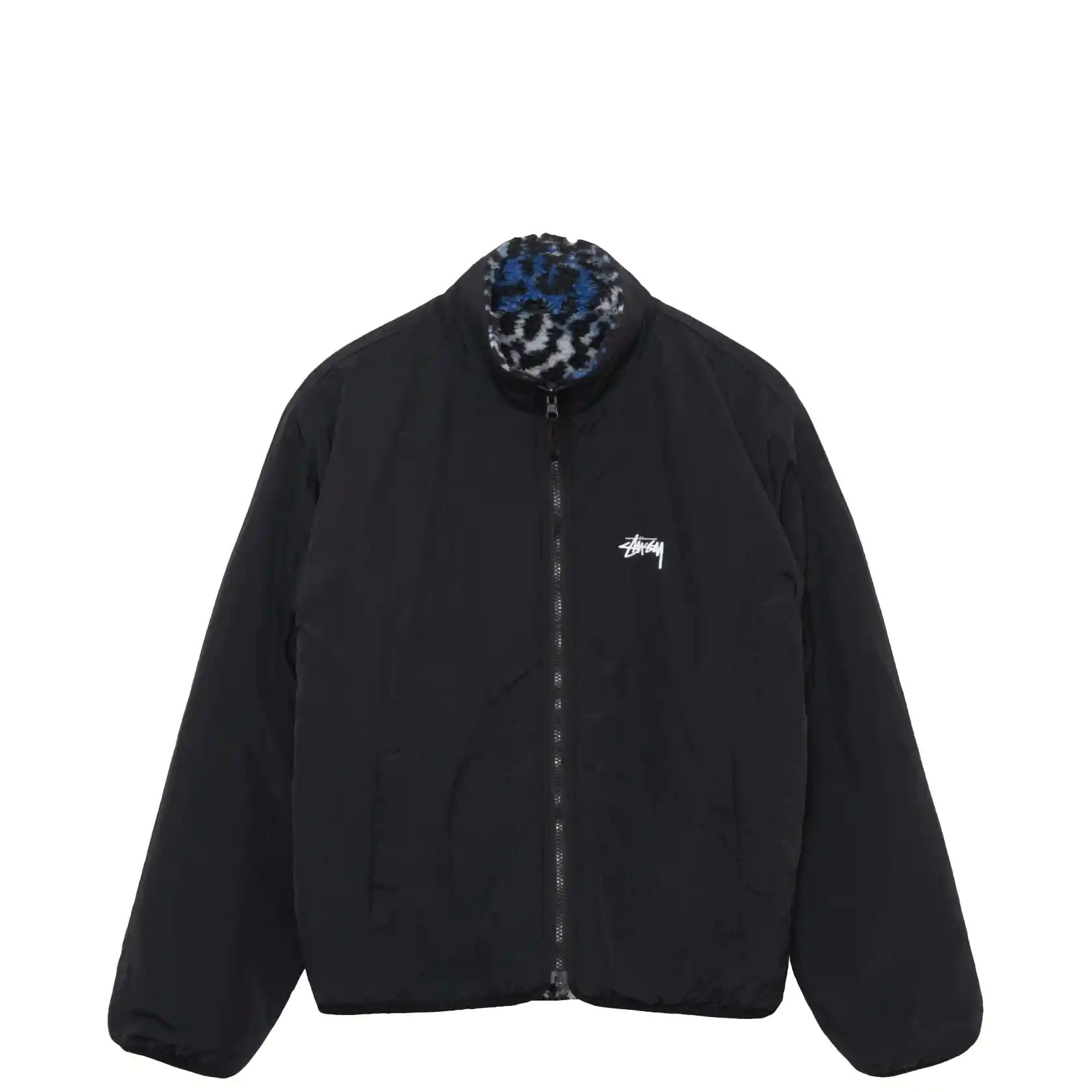 Stussy Sherpa Reversible Jacket, blue leopard - Image 3