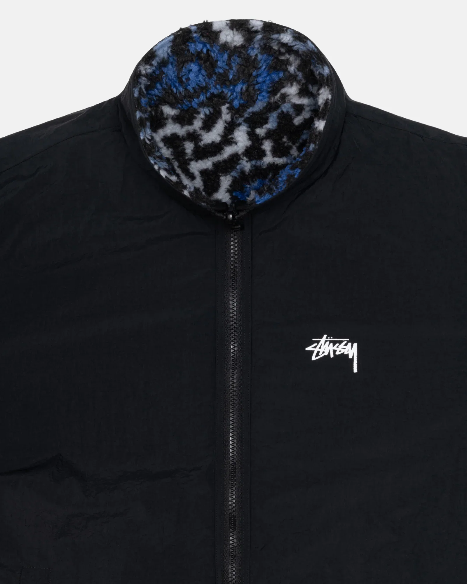 Stussy Sherpa Reversible Jacket, blue leopard - Image 5