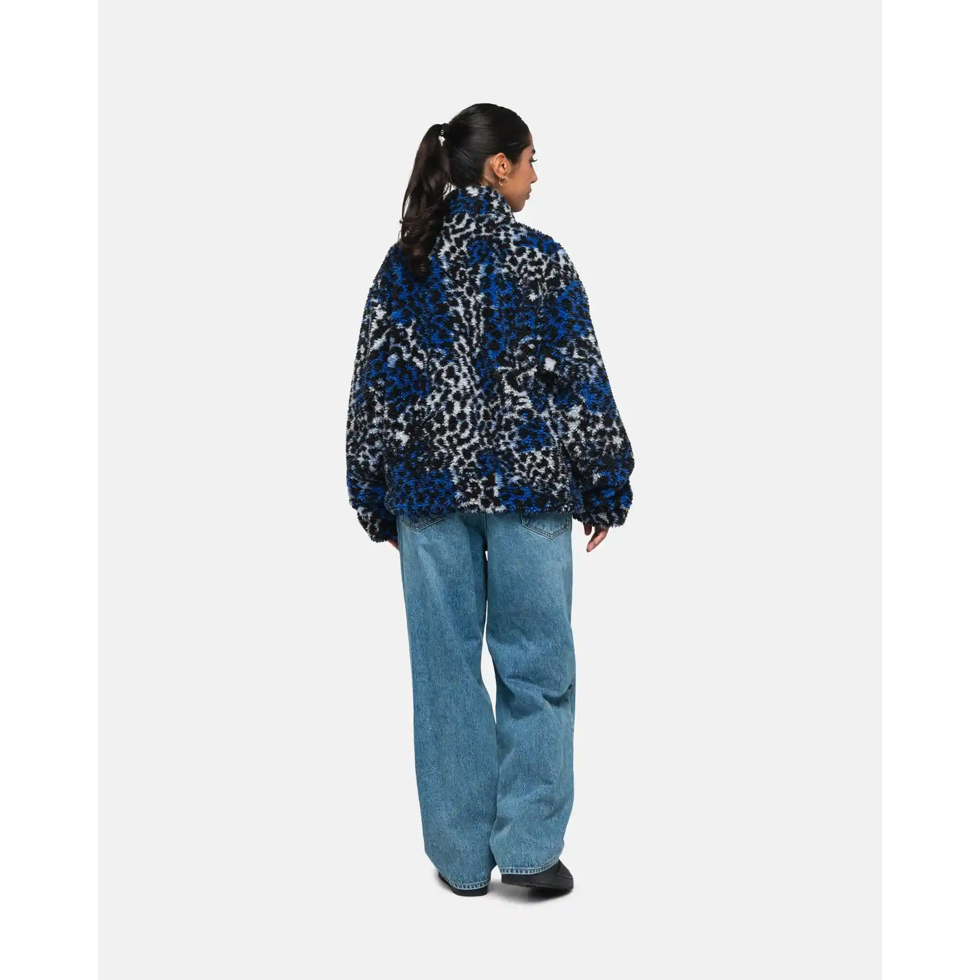 Stussy Sherpa Reversible Jacket, blue leopard - Image 6