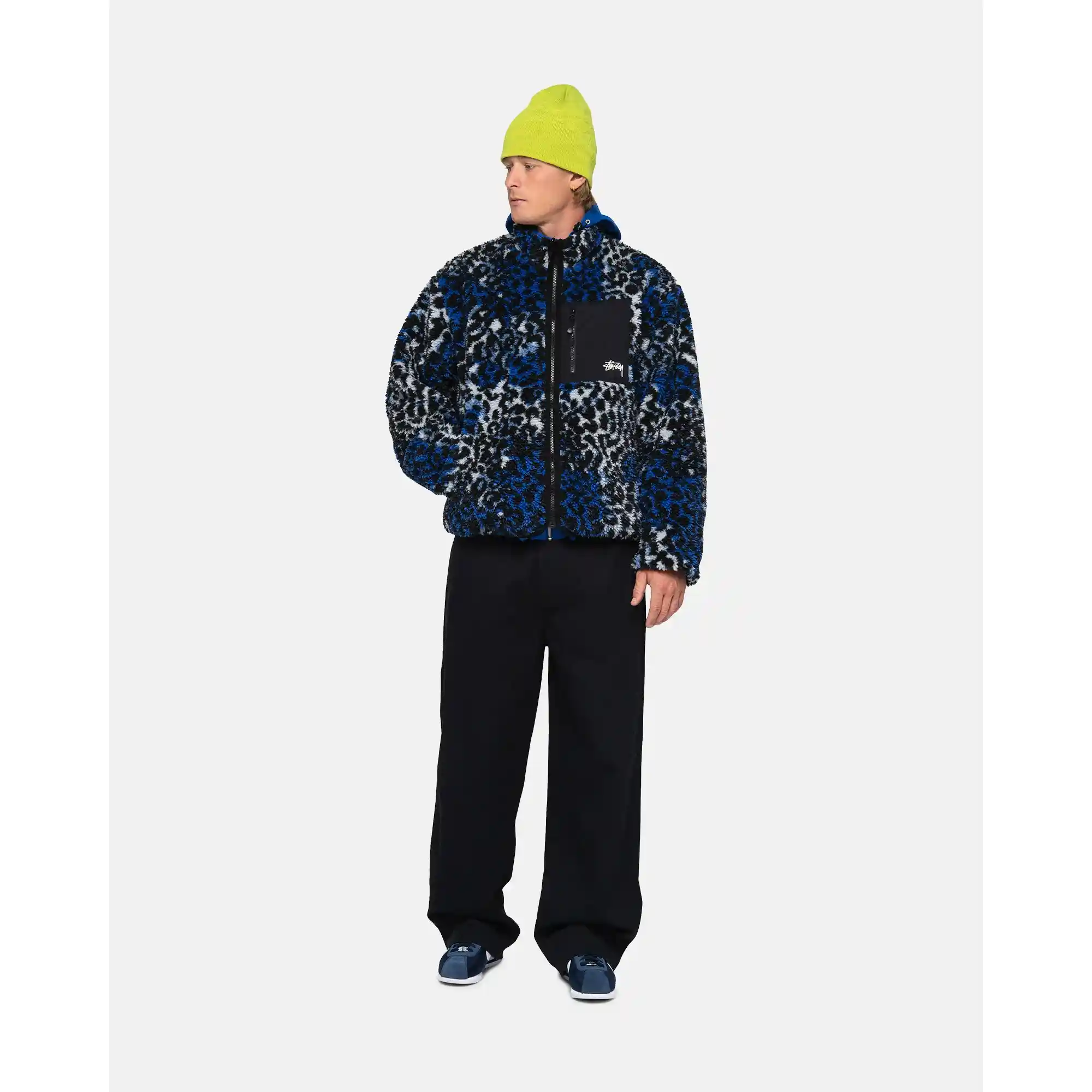 Stussy Sherpa Reversible Jacket, blue leopard - Image 8
