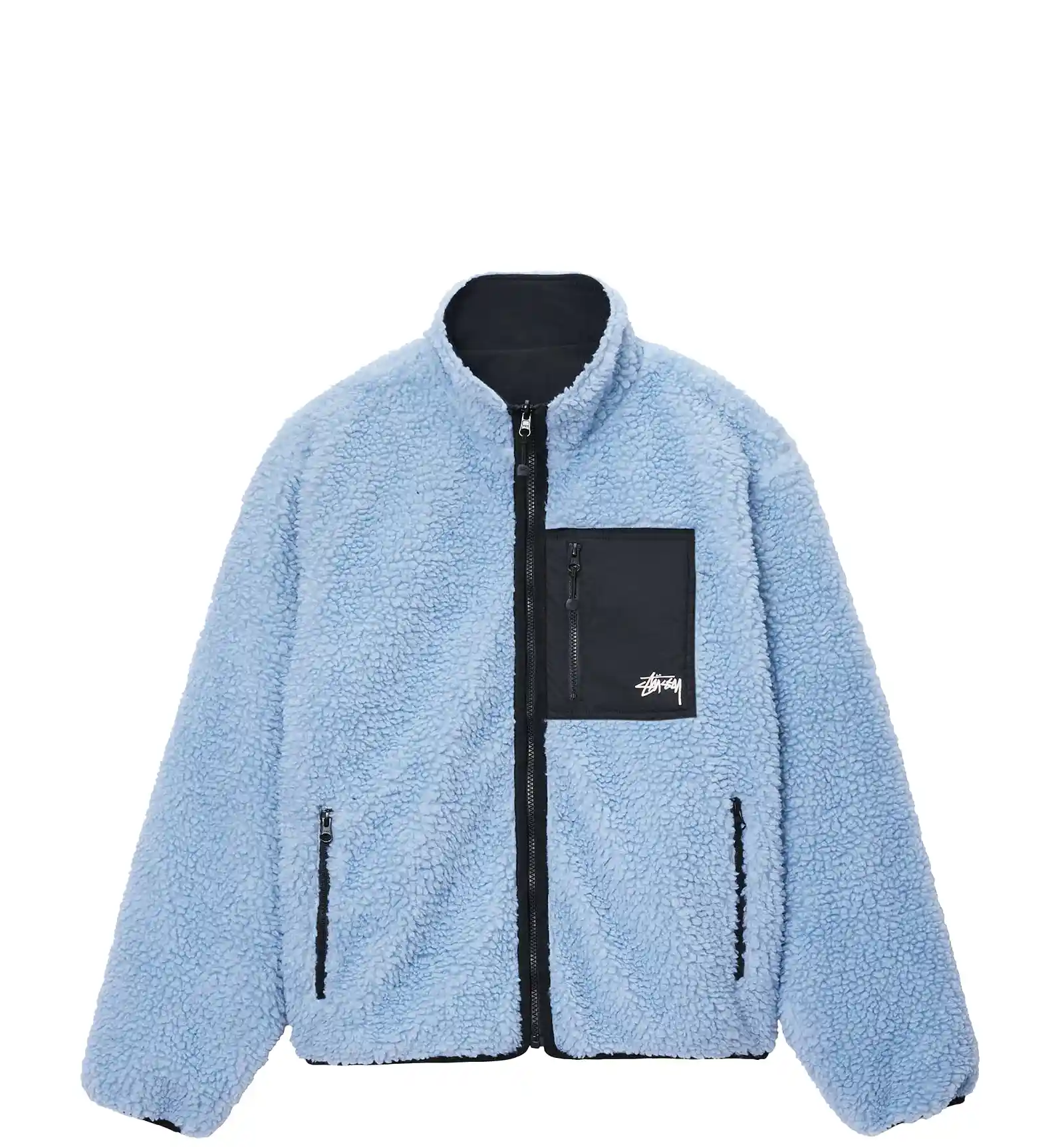 Stussy Sherpa Reversible Jacket, light denim